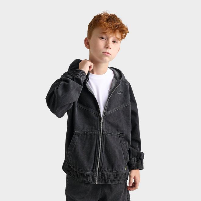 Big Kids' Nike Sportswear Collection Full-Zip Hooded Denim Jacket