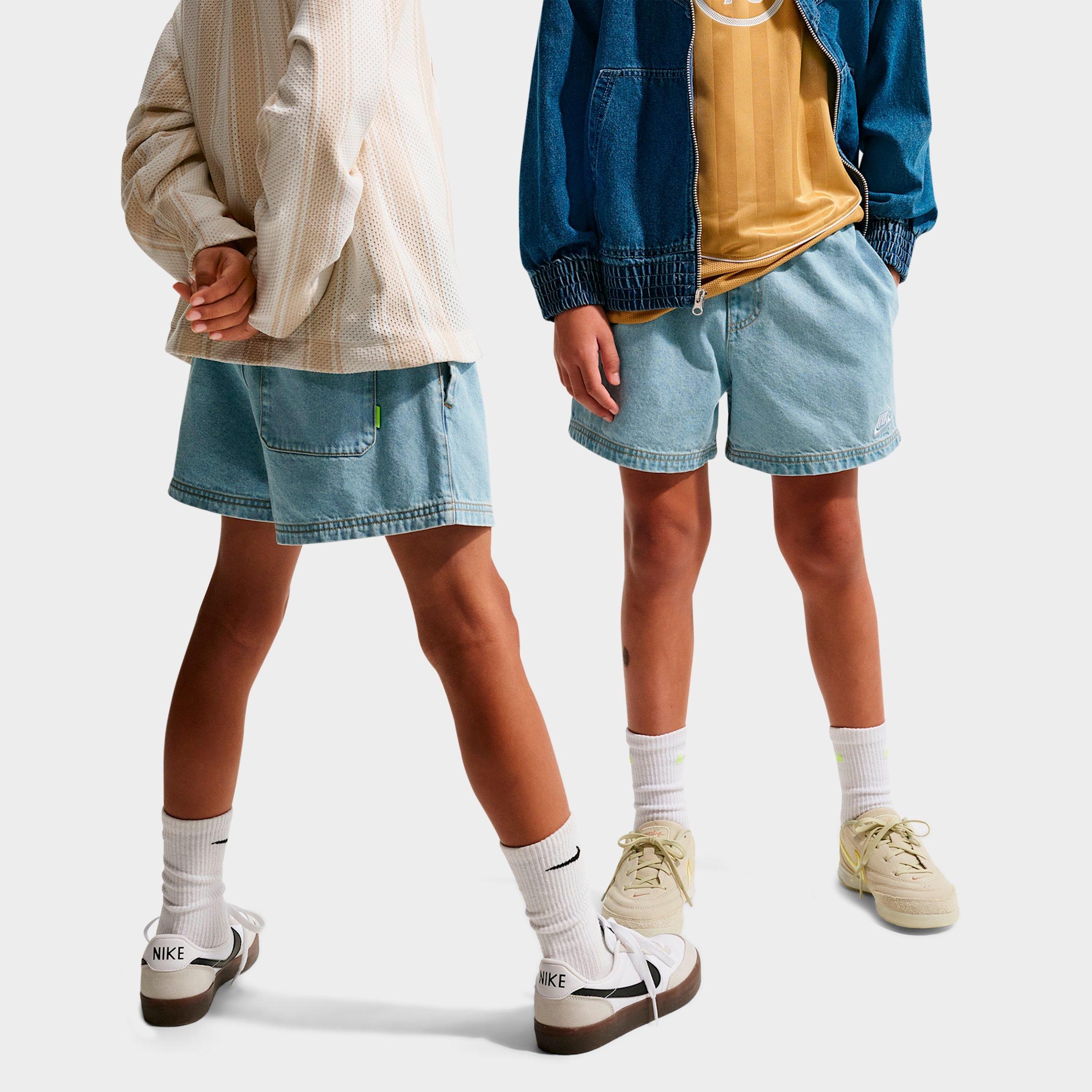 Nike Big Kids Sportswear Collection Denim Shorts in Light Armory Blue/Wheat Size: Medium