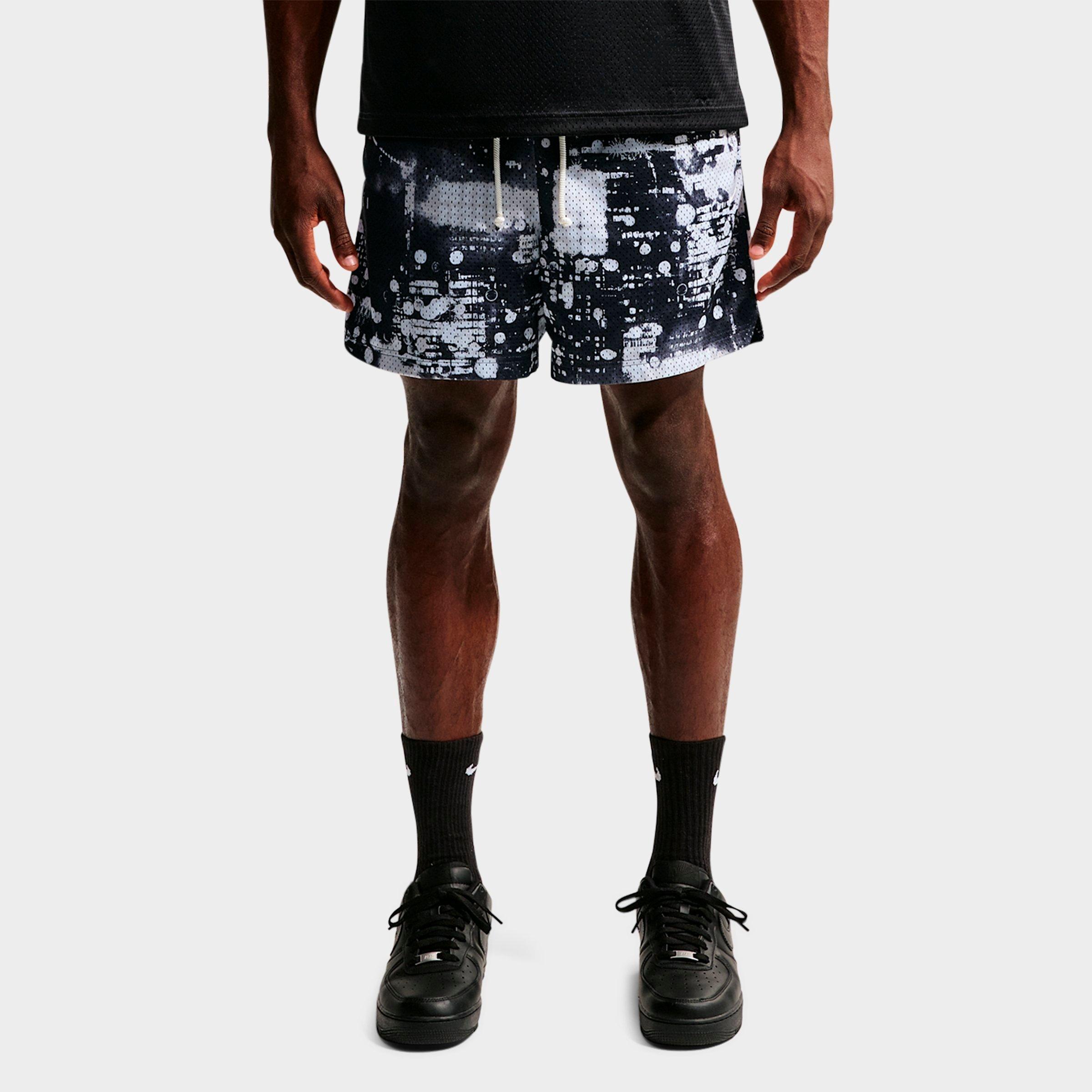 Nike Men's Standard Issue Dri-FIT Allover Print 5" Mesh Basketball Shorts in White/Black/Pale Ivory Size: 3XL Tall