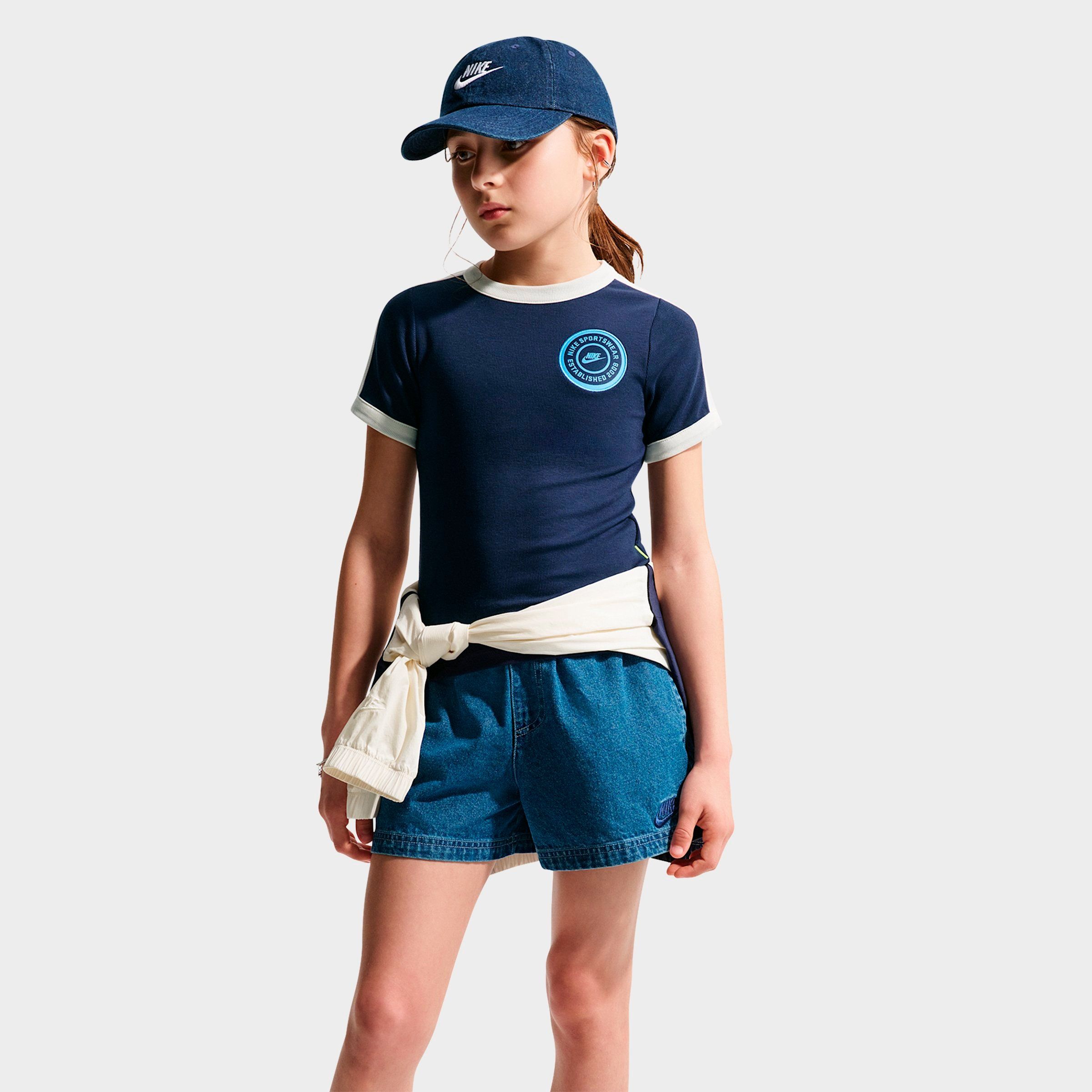 Nike Girls' Big Kids Sportswear Ribbed Short-Sleeve Top