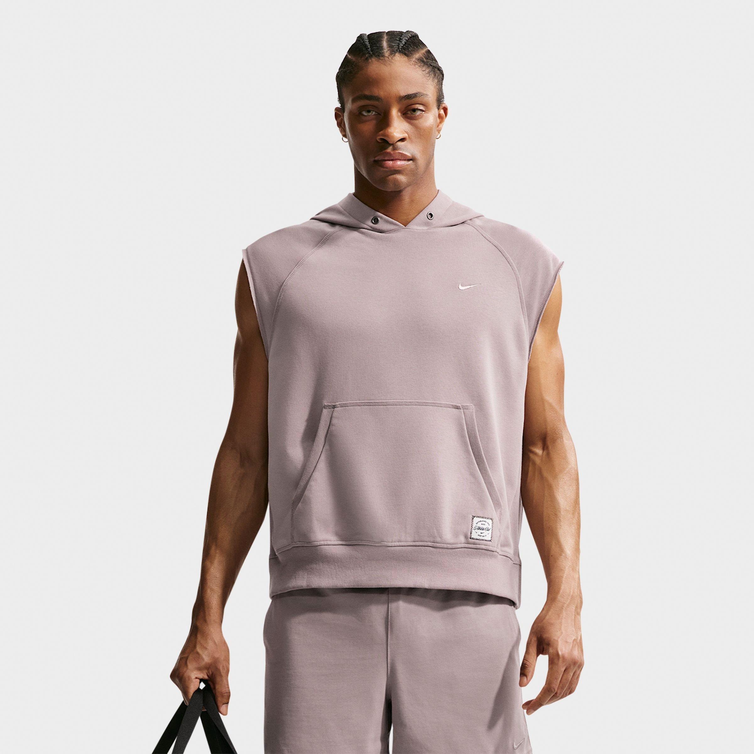 Nike Men's N. A.C. Dri-FIT Fleece Sleeveless Training Hoodie in Light Violet Ore/Light Violet Ore Size: Medium