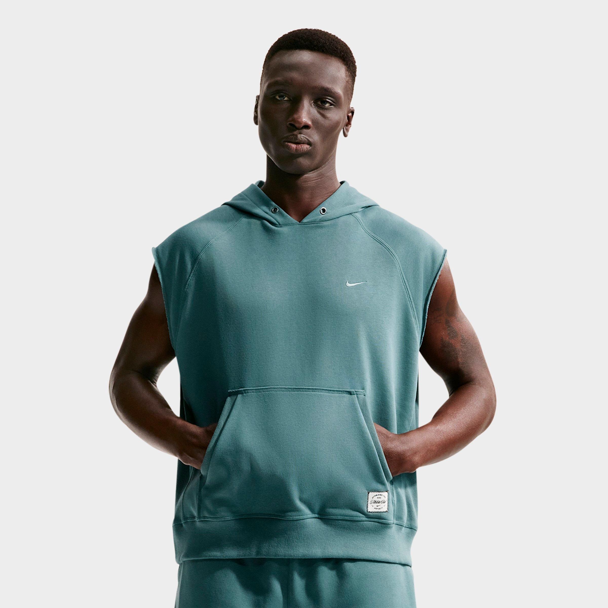 Nike Men's N. A.C. Dri-FIT Fleece Sleeveless Training Hoodie in Mineral Slate/Mineral Slate Size: XXL Tall