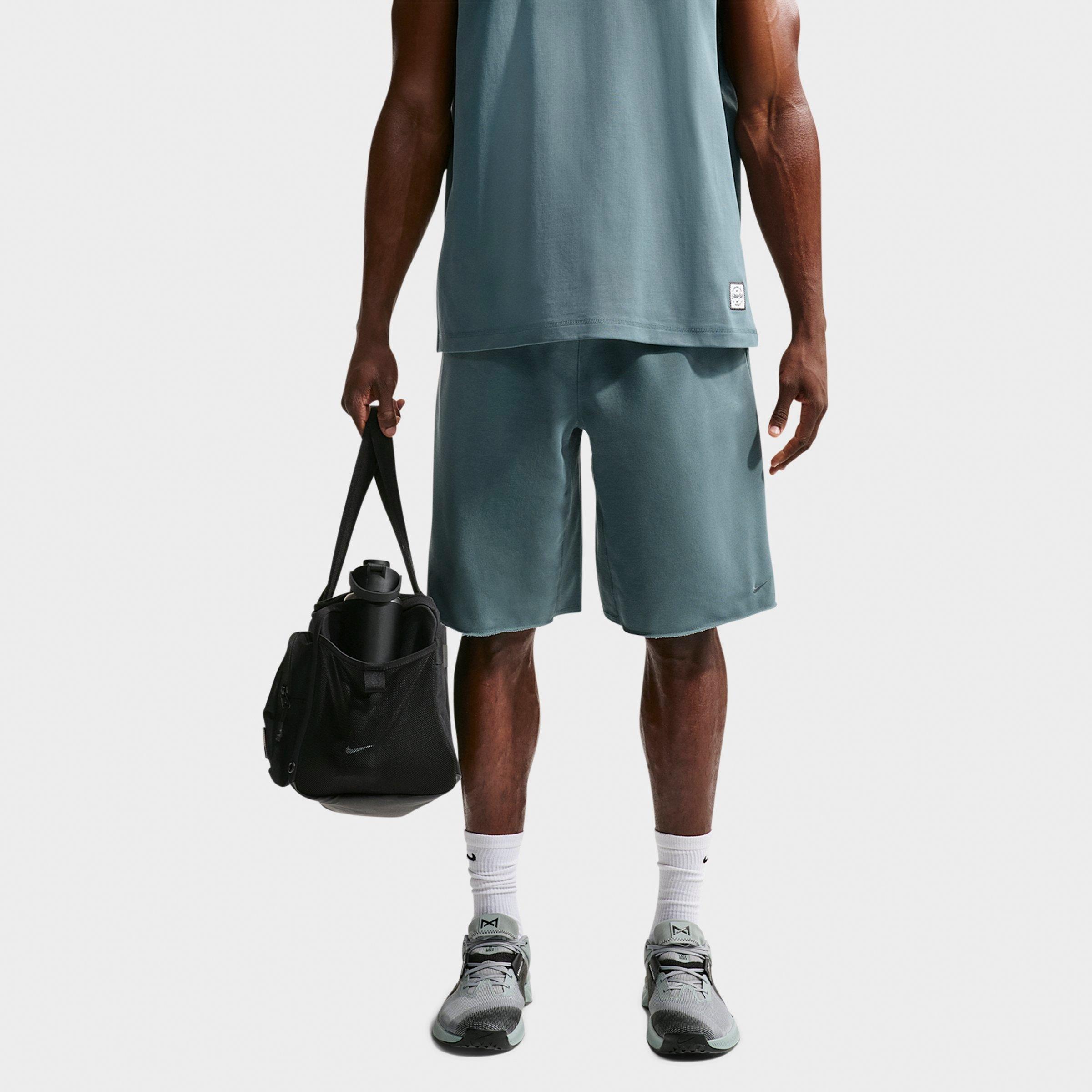 Nike Men's N. A.C Dri-FIT Fleece 10" Training Shorts in Mineral Slate/Pale Ivory/Mineral Slate Size: Medium