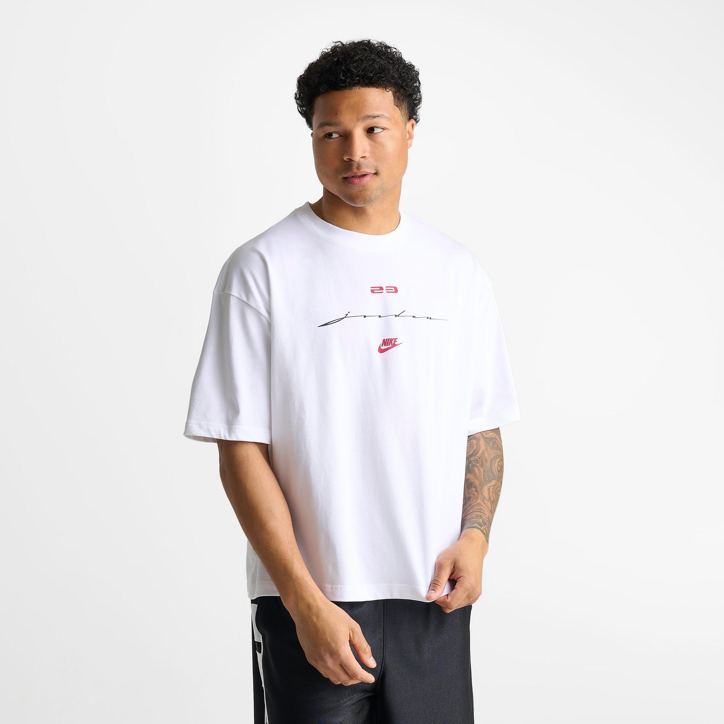 Jordan Men's Flight Script T-Shirt in White/Gym Red Size: Small