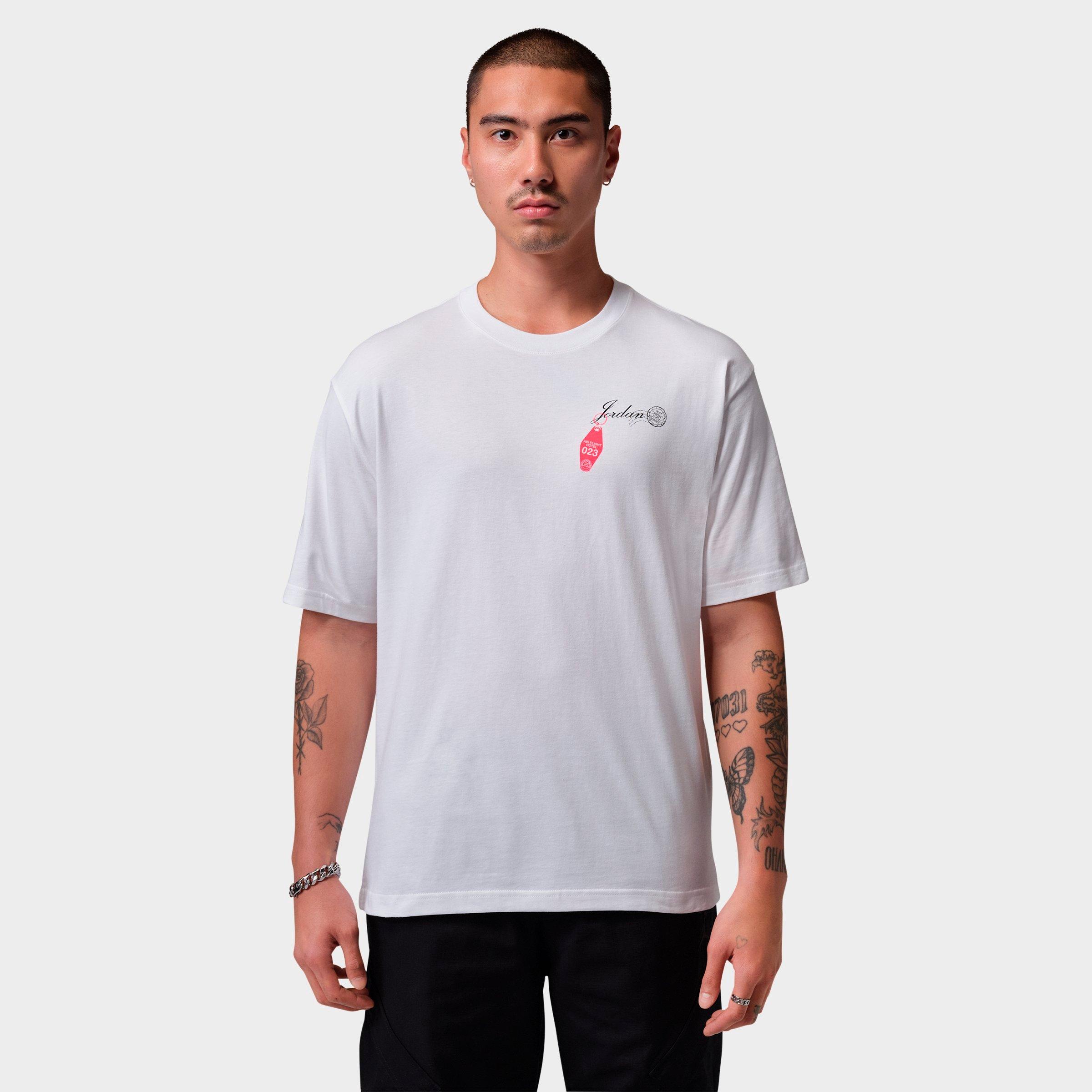 Jordan Men's Air Flight Travel Graphic T-Shirt in White/Infrared Size: XS