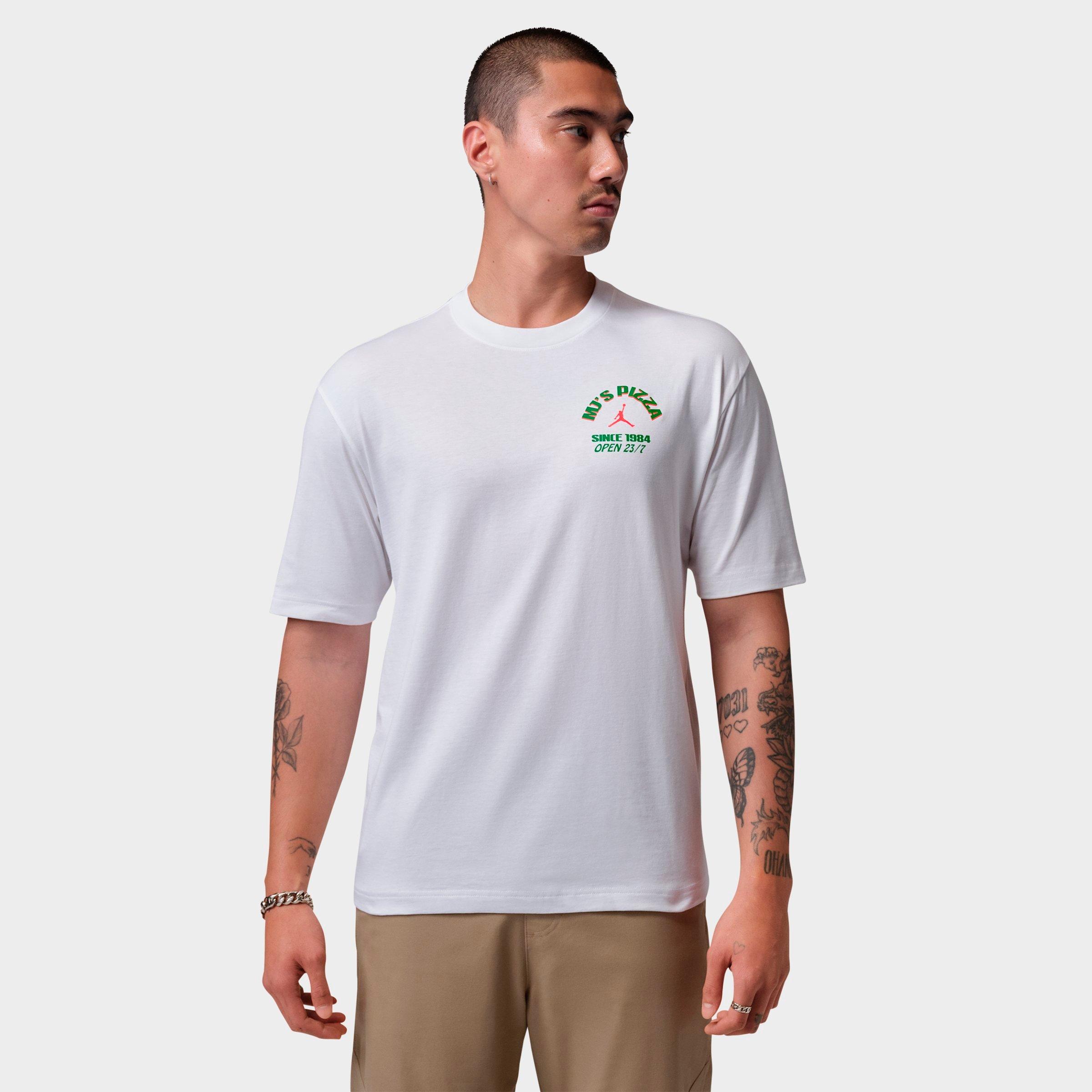Jordan Men's MJ's Pizza Graphic T-Shirt in White/Infrared 23 Size: XL