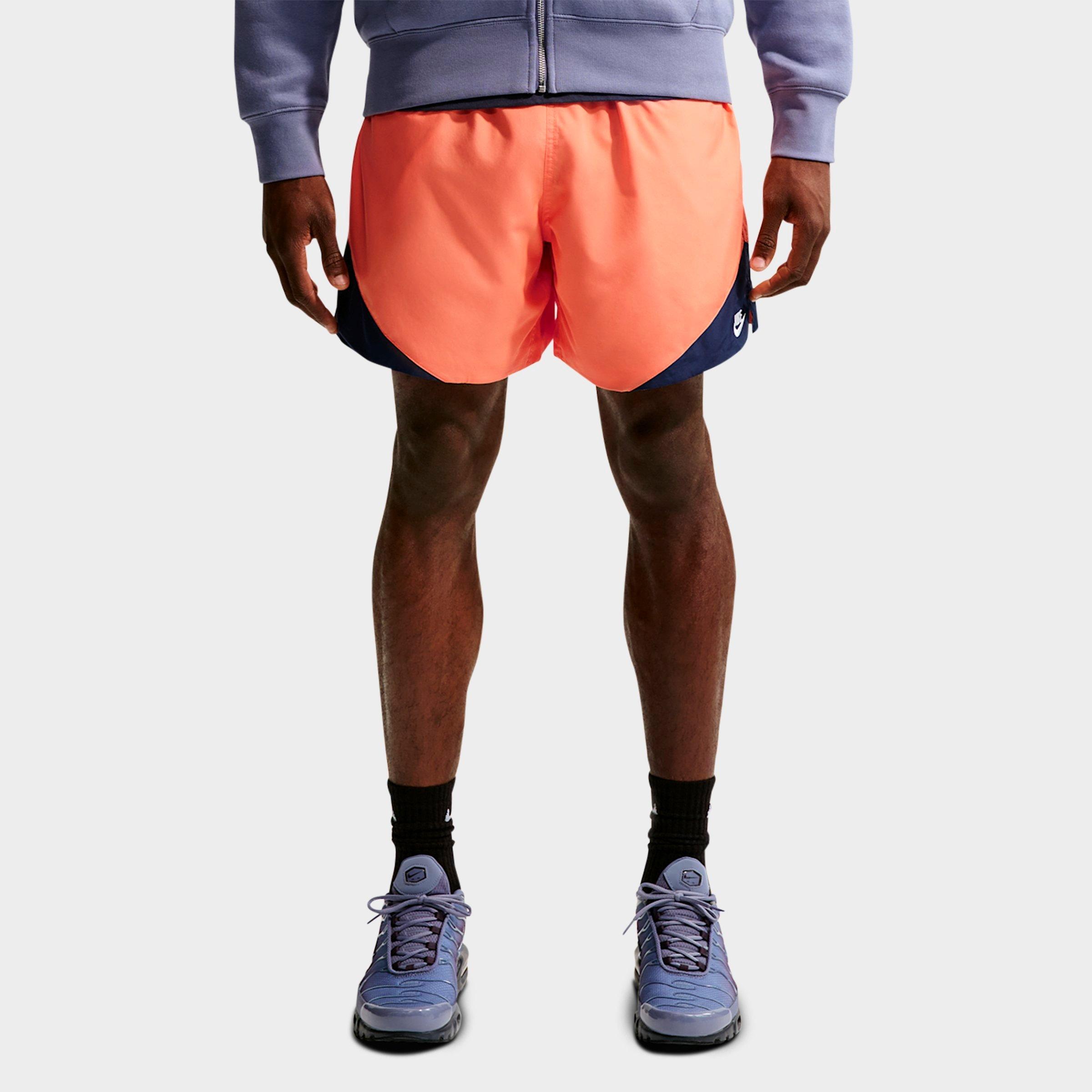Nike Men's Windrunner Lightweight Woven Shorts in Orange Frost/Midnight Navy/White Size: M Tall