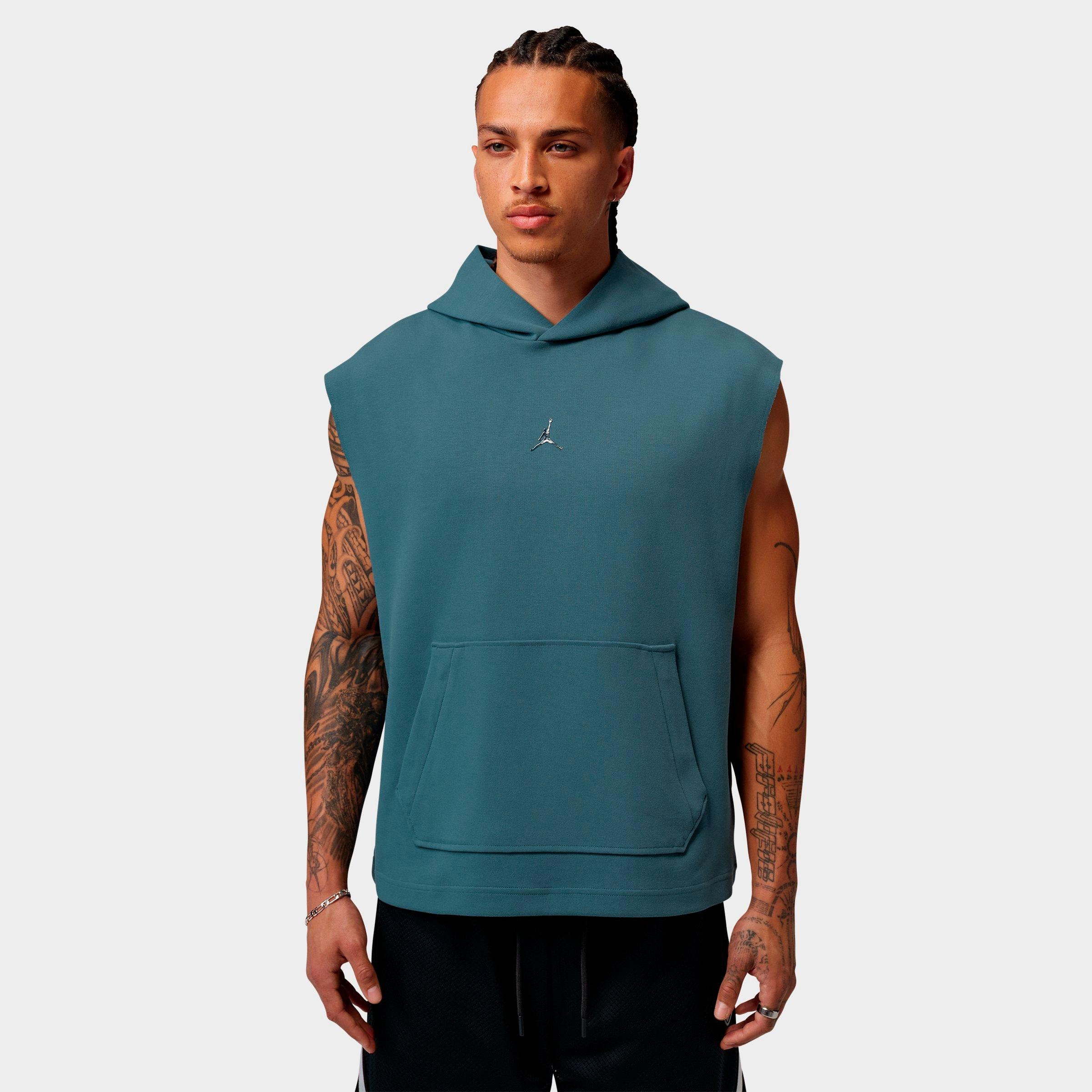 Jordan Men's Sport Hoop Fleece Dri-FIT Sleeveless Pullover Hoodie in Ash Green/Clear Size: Large