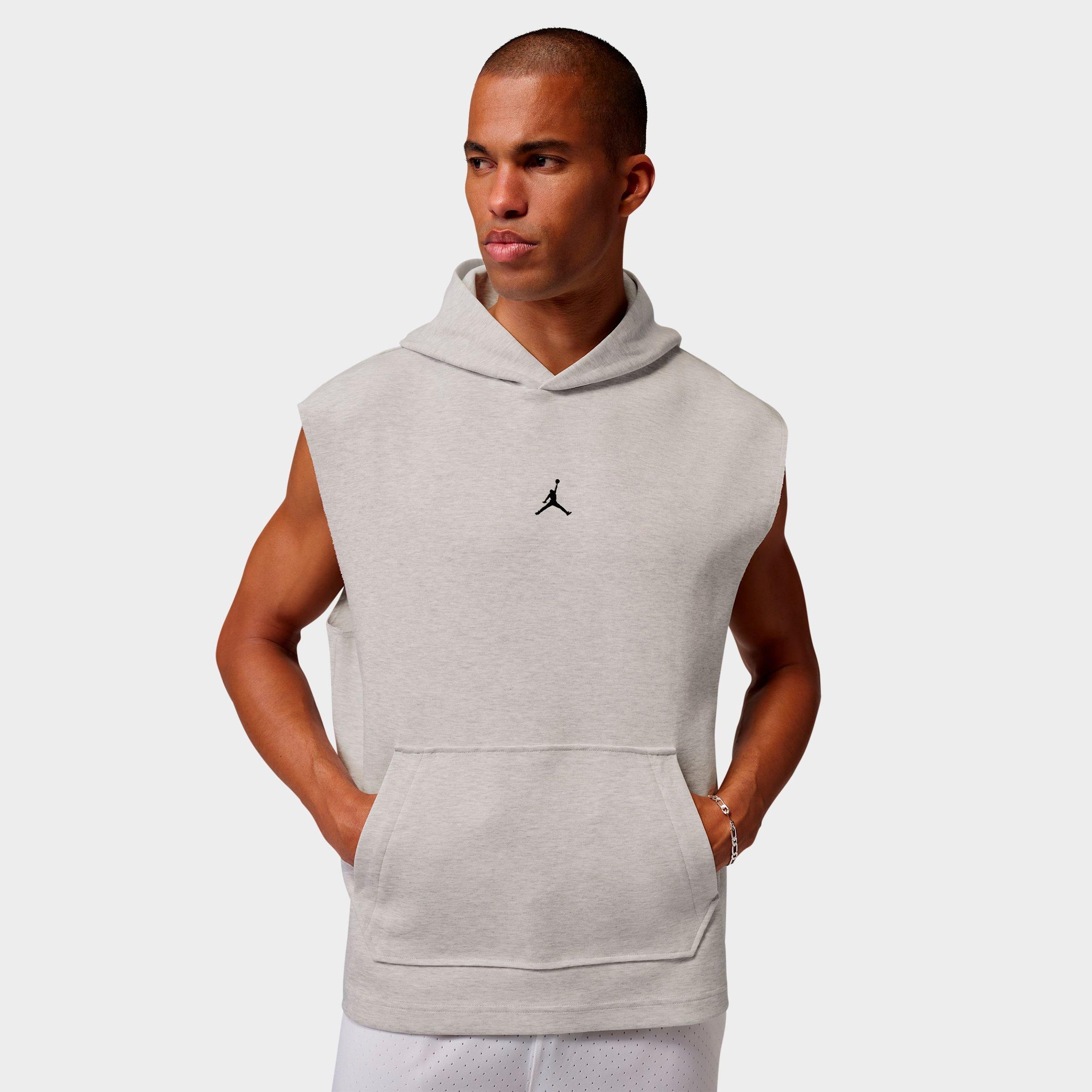 Jordan Men's Sport Hoop Fleece Dri-FIT Sleeveless Pullover Hoodie in Grey Heather/Pale Grey/Black Size: XL