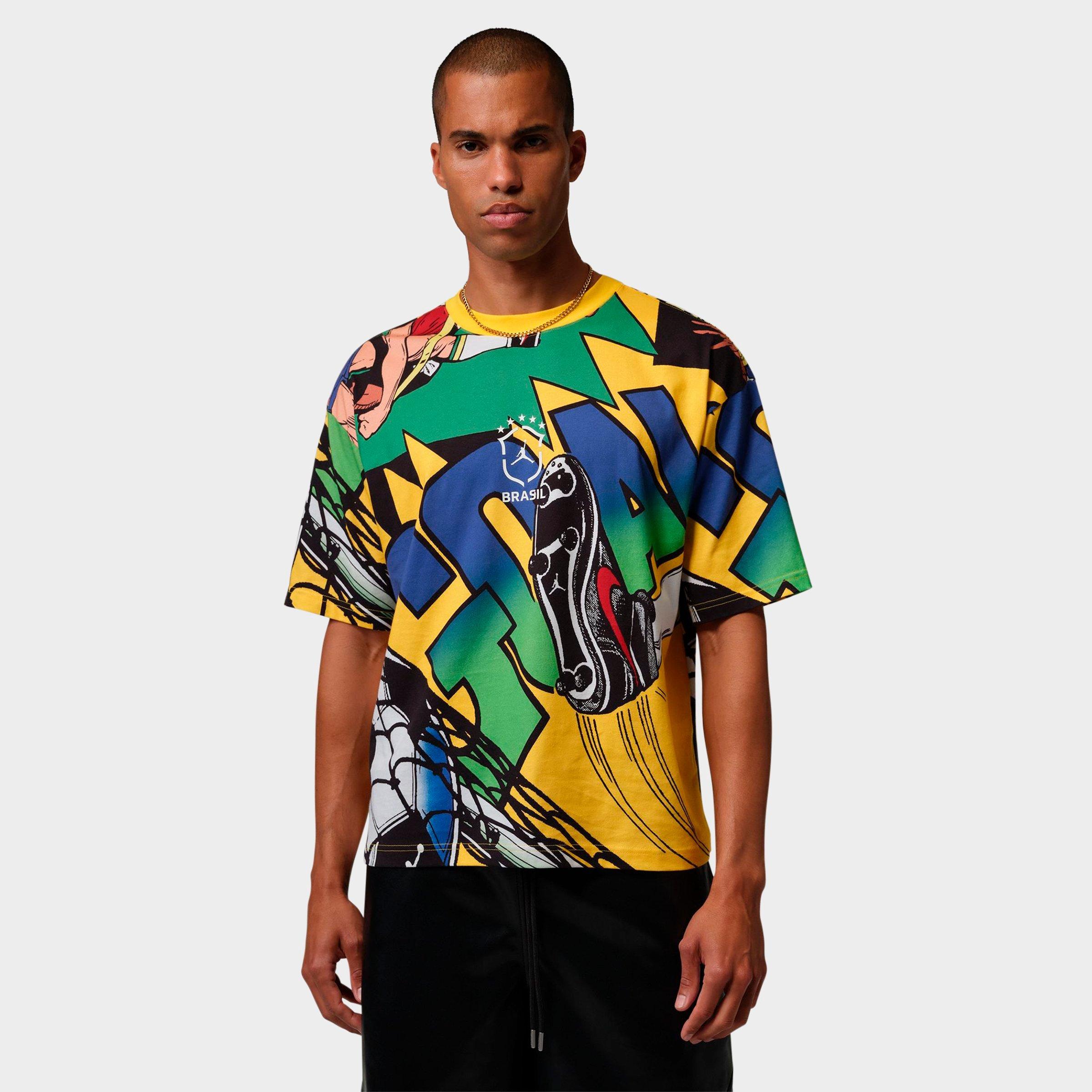 Jordan Men's Essentials Brazil Graphic Boxy T-Shirt in Varsity Maize Size: Small