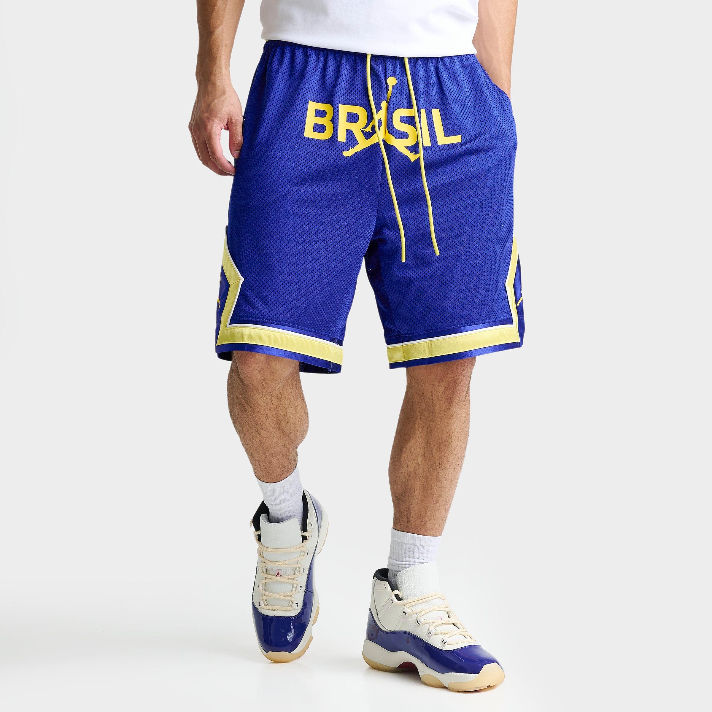 Jordan Men's Sport Brazil Mesh Diamond Shorts in Old Royal/Yellow Pulse/White Size: Small