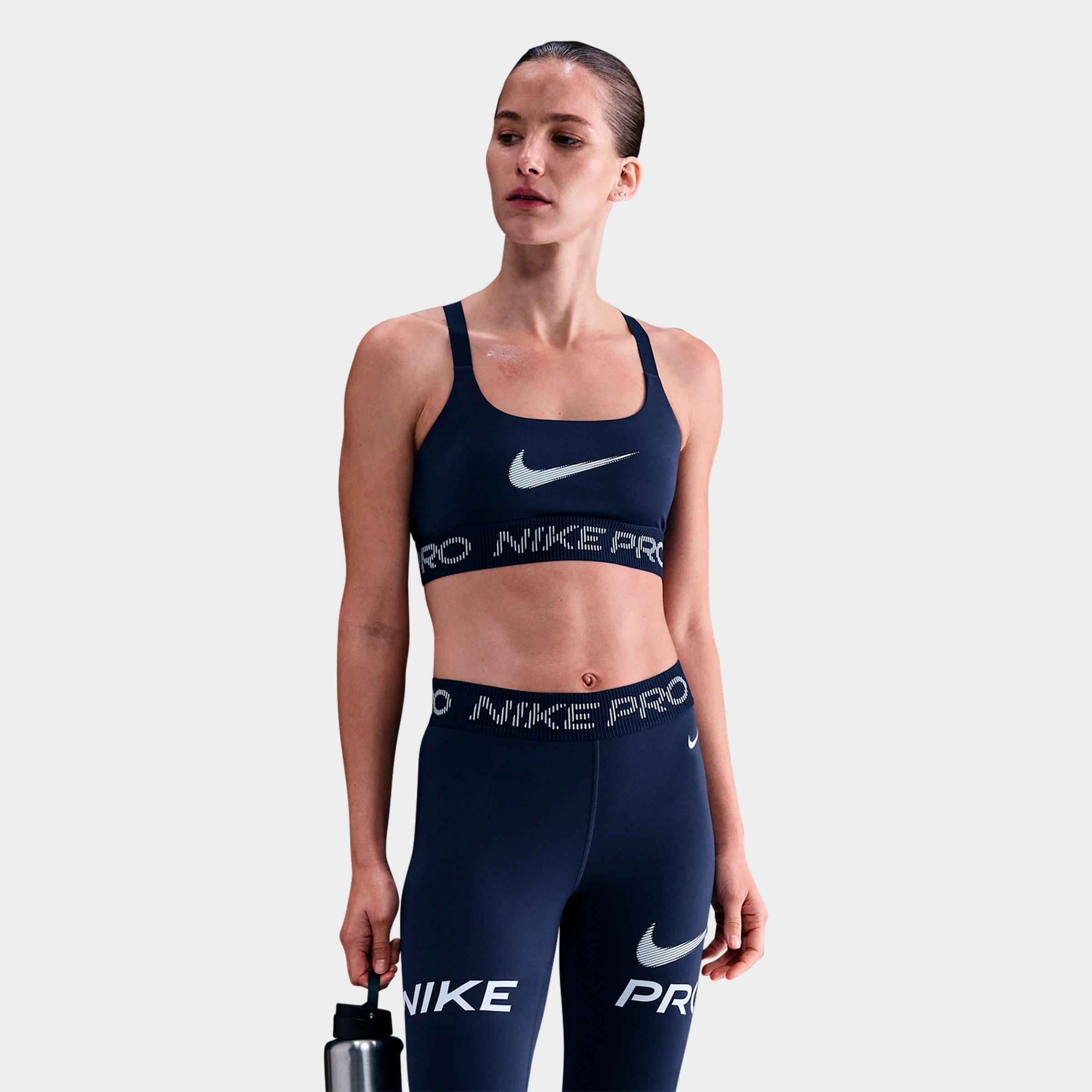 Nike Women's Pro Light-Support Non-Padded Sports Bra in Midnight Navy/Football Grey/White Size: XL