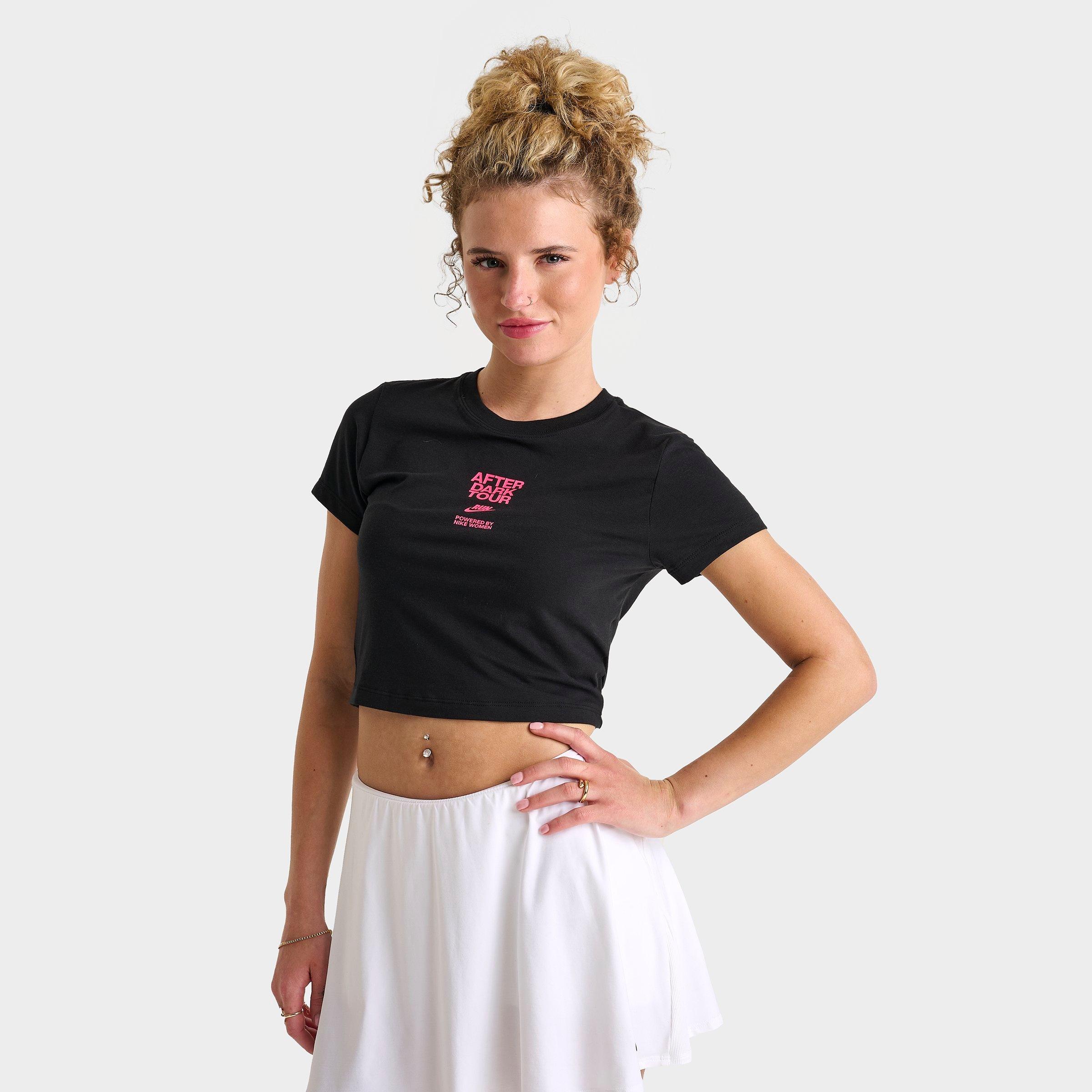 Nike Women's After Dark Tour Race Series Slim Short-Sleeve Cropped T-Shirt in Black Size: XS