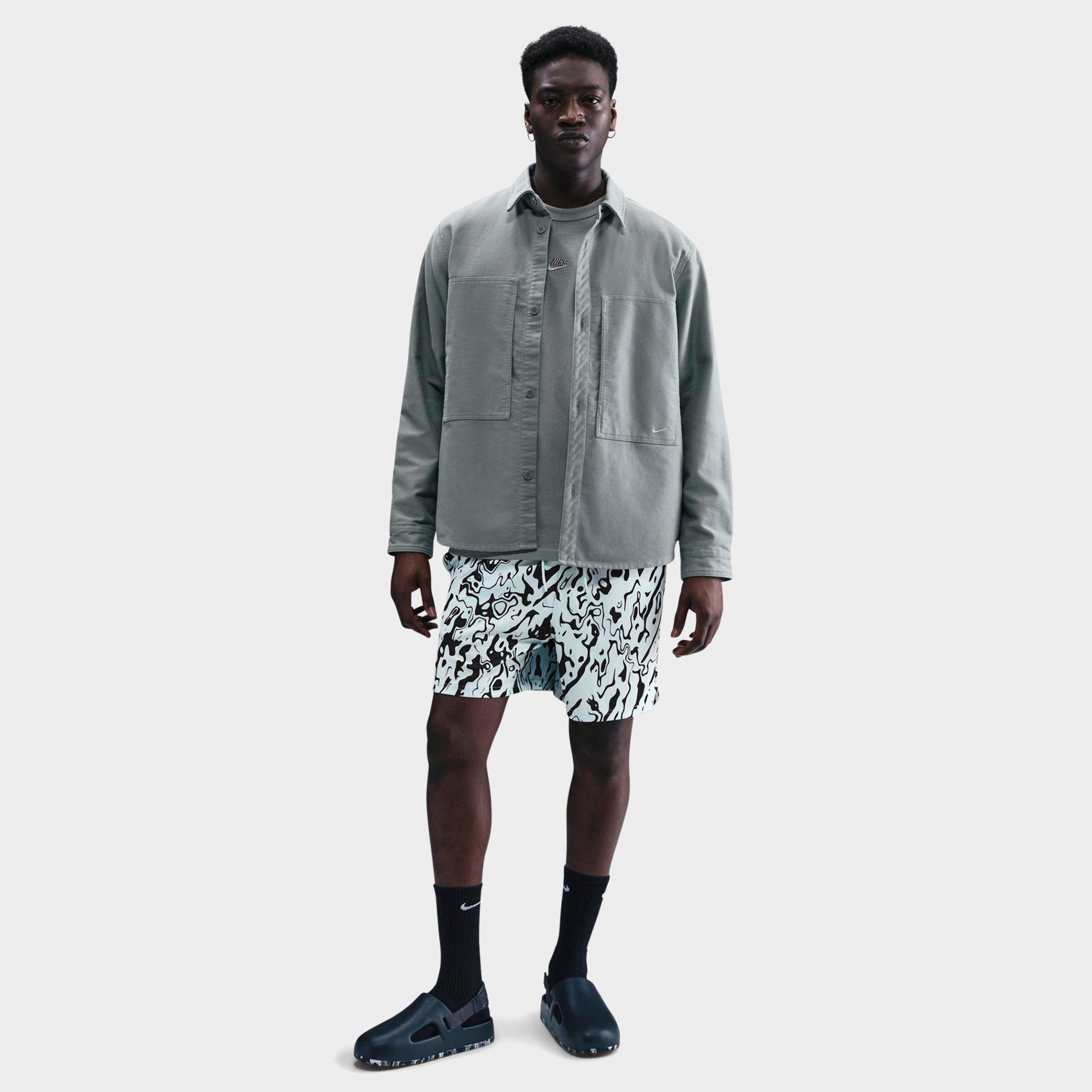 Nike Men's Sportswear Club Printed Mesh Shorts in Black/White/Glacier Blue Size Small 100% Polyester/Knit