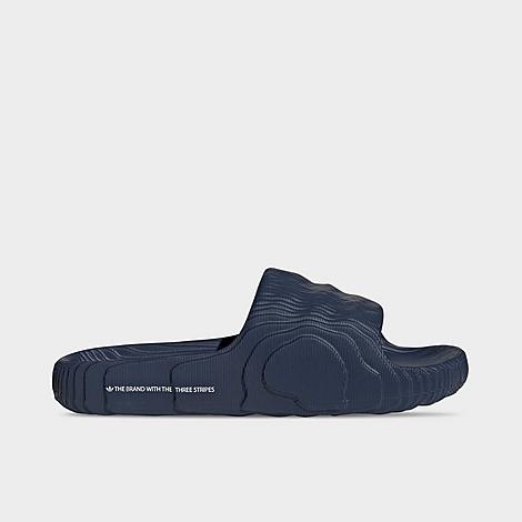 Shop Adidas Originals Adilette 22 Slide Sandals In Dark Blue/white/dark Blue