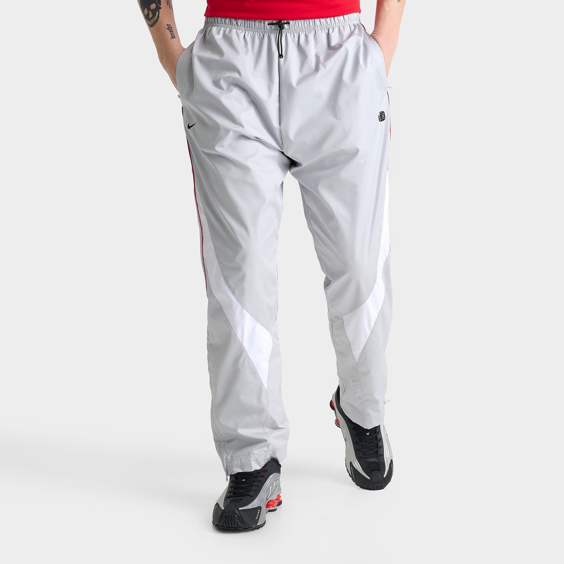Nike Men's Sportswear Shox Woven Pants in Grey Fog/White/University Red Size: Small