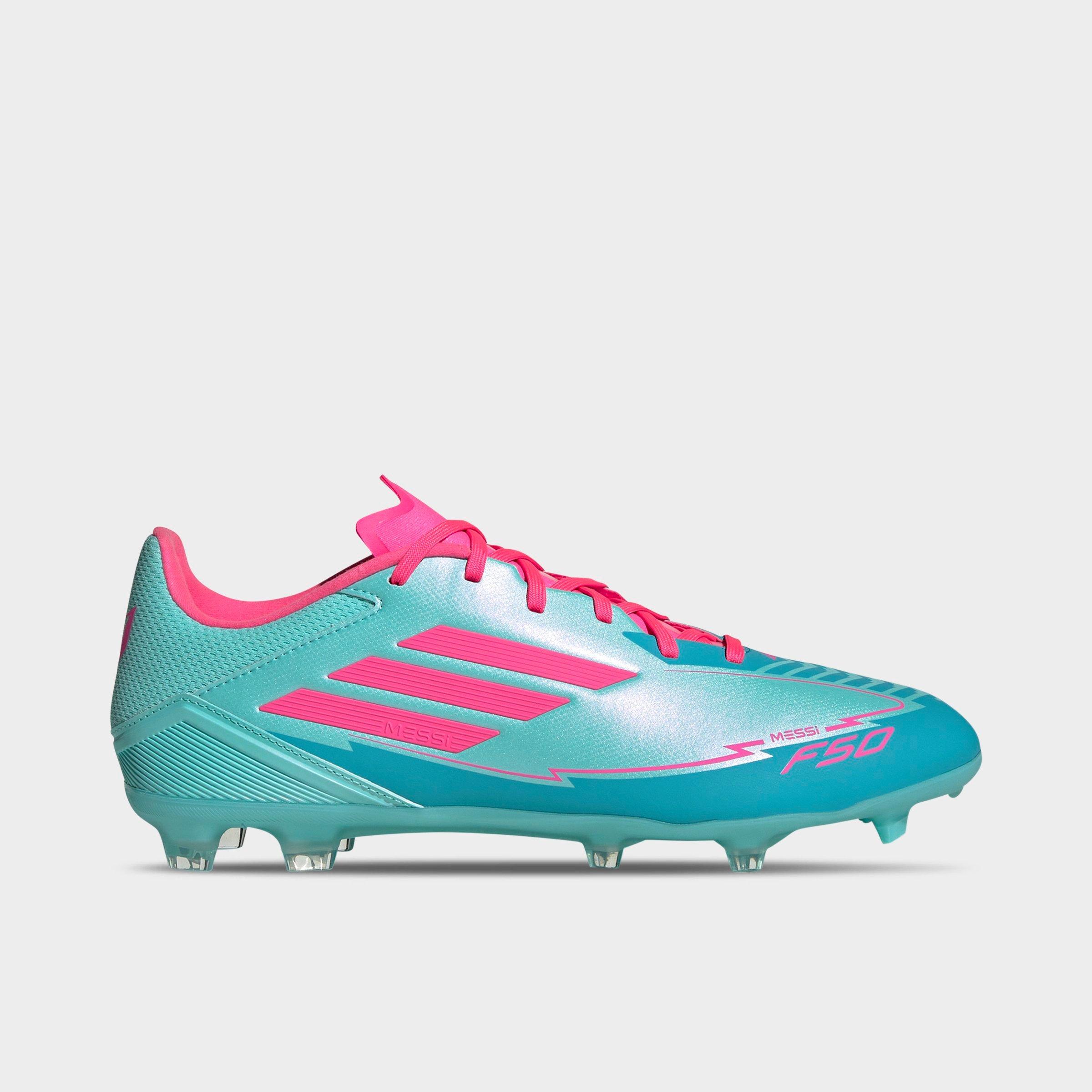 Adidas Men's Messi F50 League Firm Ground/Multi Ground Soccer Cleats in Blue/Pink/Flash Aqua Size 7.5 Knit