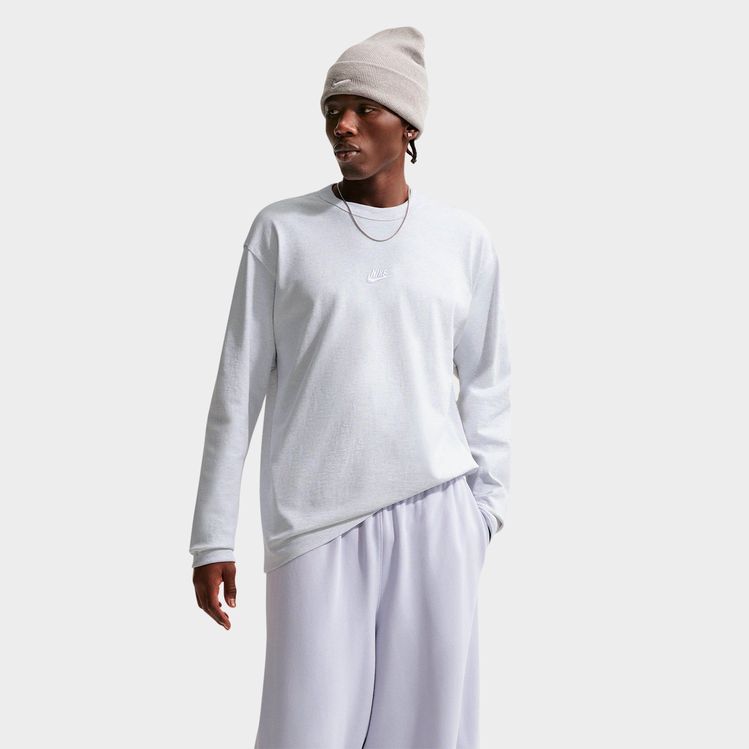 Nike Men's Sportswear Premium Essentials Futura Long-Sleeve T-Shirt in Birch Heather Size: Large