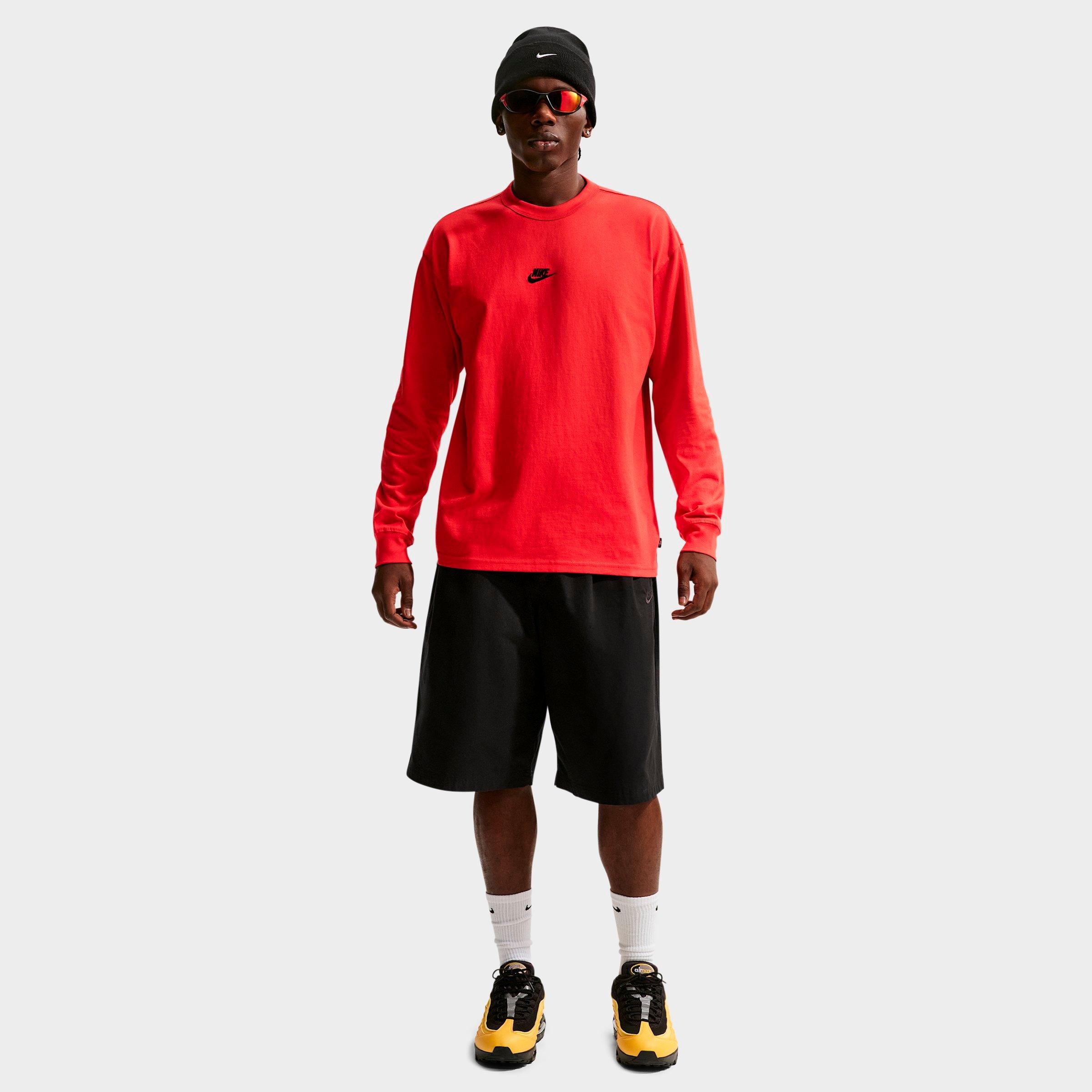 Nike Men's Sportswear Premium Essentials Futura Long-Sleeve T-Shirt in University Red Size: L Tall