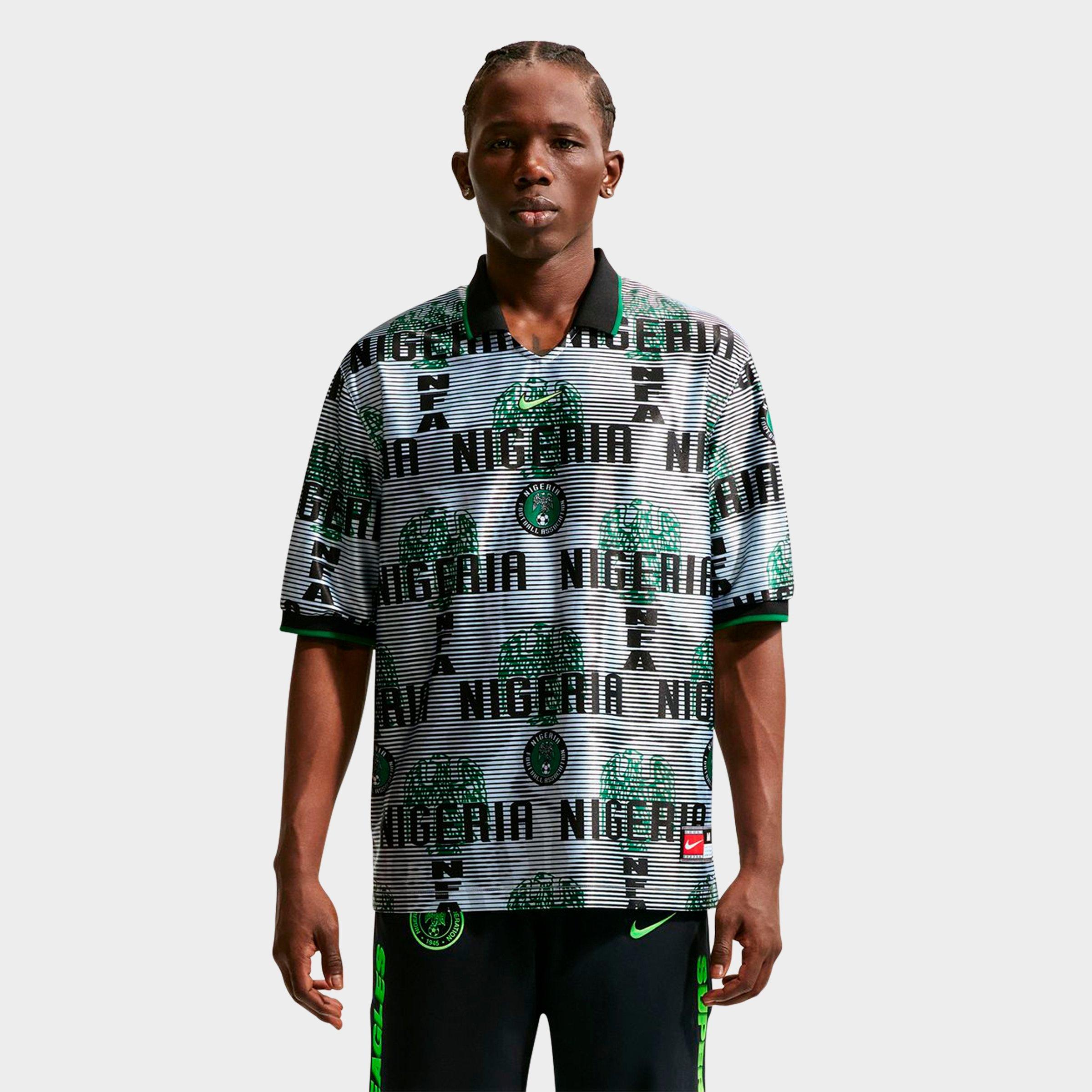 Nike Men's Nigeria Energy Dri-FIT Soccer Top in White/Black/Pine Green Size: Medium
