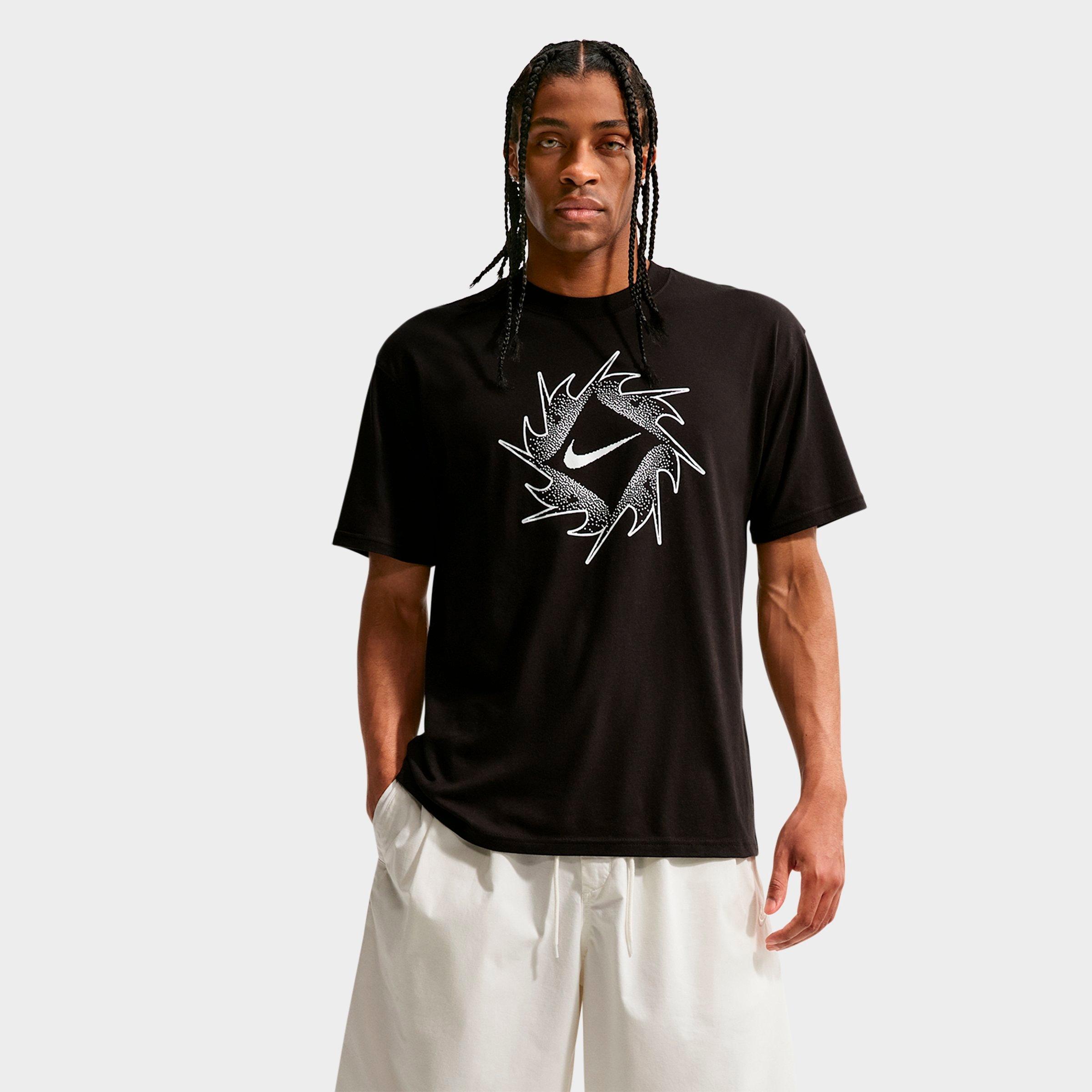 Nike Men's Sportswear Sunburst Swoosh T-Shirt in Black Size: XL