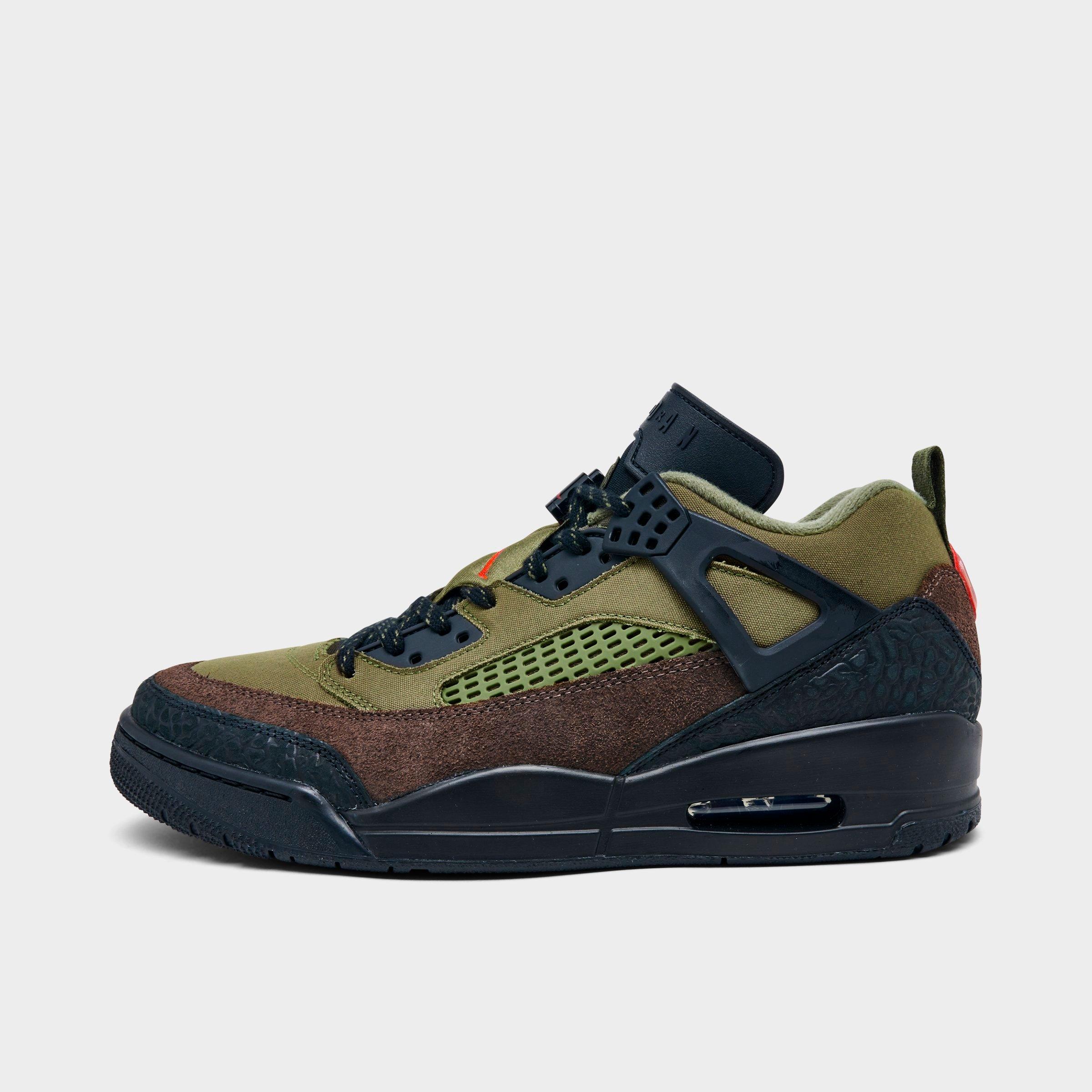 Jordan Men's Spizike Low Casual Shoes in Medium Olive/University Red/Black Size: 7.5