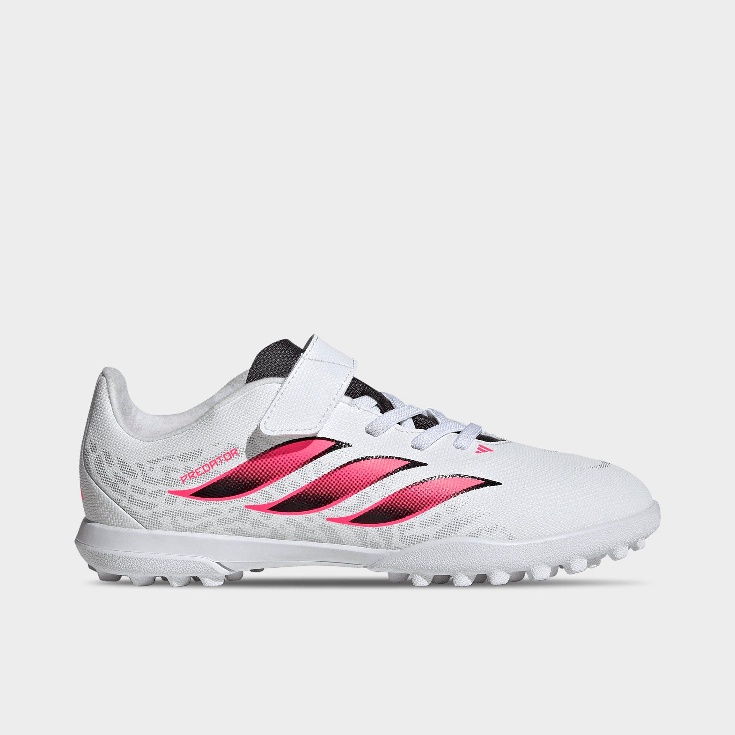 adidas Big Kids Predator Club Hook-And-Loop Turf Soccer Cleats in Cloud White/Solar Turbo/Core Black Size: 6.0