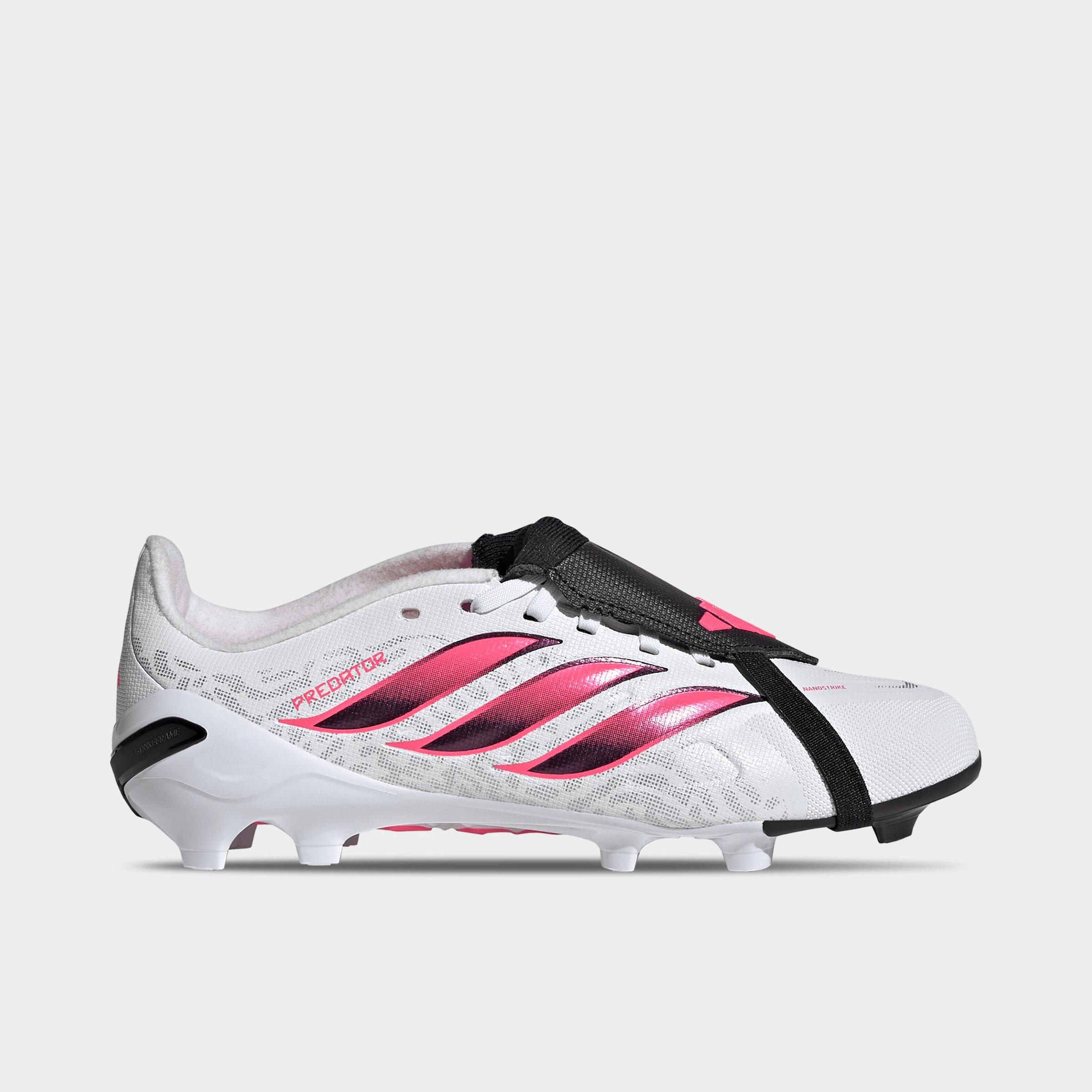 adidas Big Kids Predator League Fold-Over Tongue Firm Ground Soccer Cleats in Cloud White/Solar Turbo/Core Black Size: 6.0