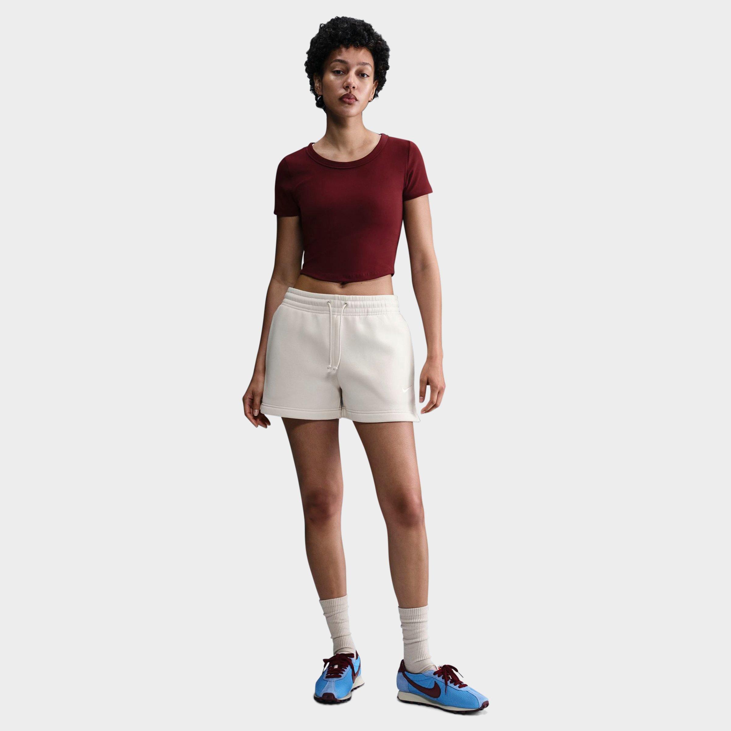 Nike Women's Sportswear Phoenix Fleece Mid-Rise 4" Shorts in Lt Orewood Brn/Sail Size: XS