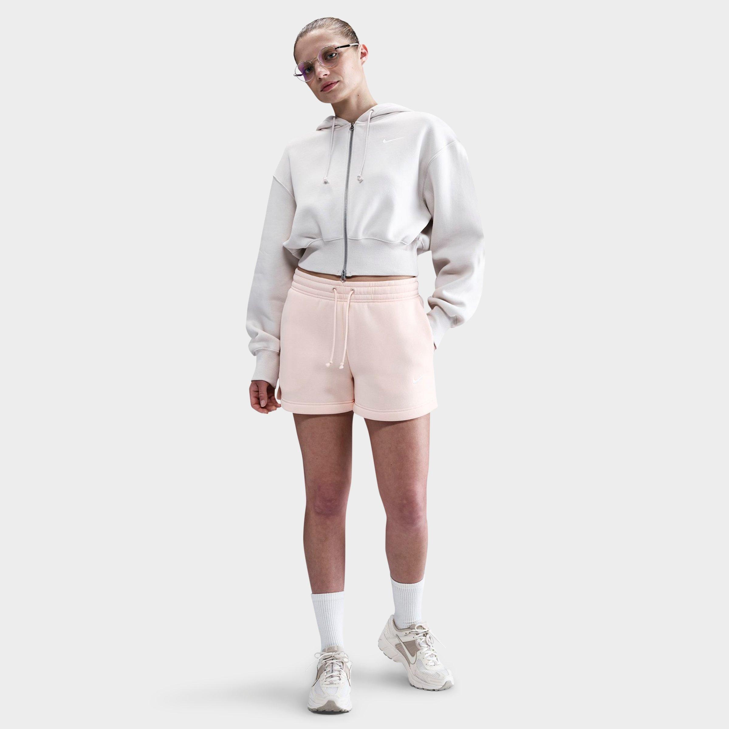 Nike Women's Sportswear Phoenix Fleece Mid-Rise 4" Shorts in Pink/Washed Coral Size XL 100% Cotton/Polyester/Fleece