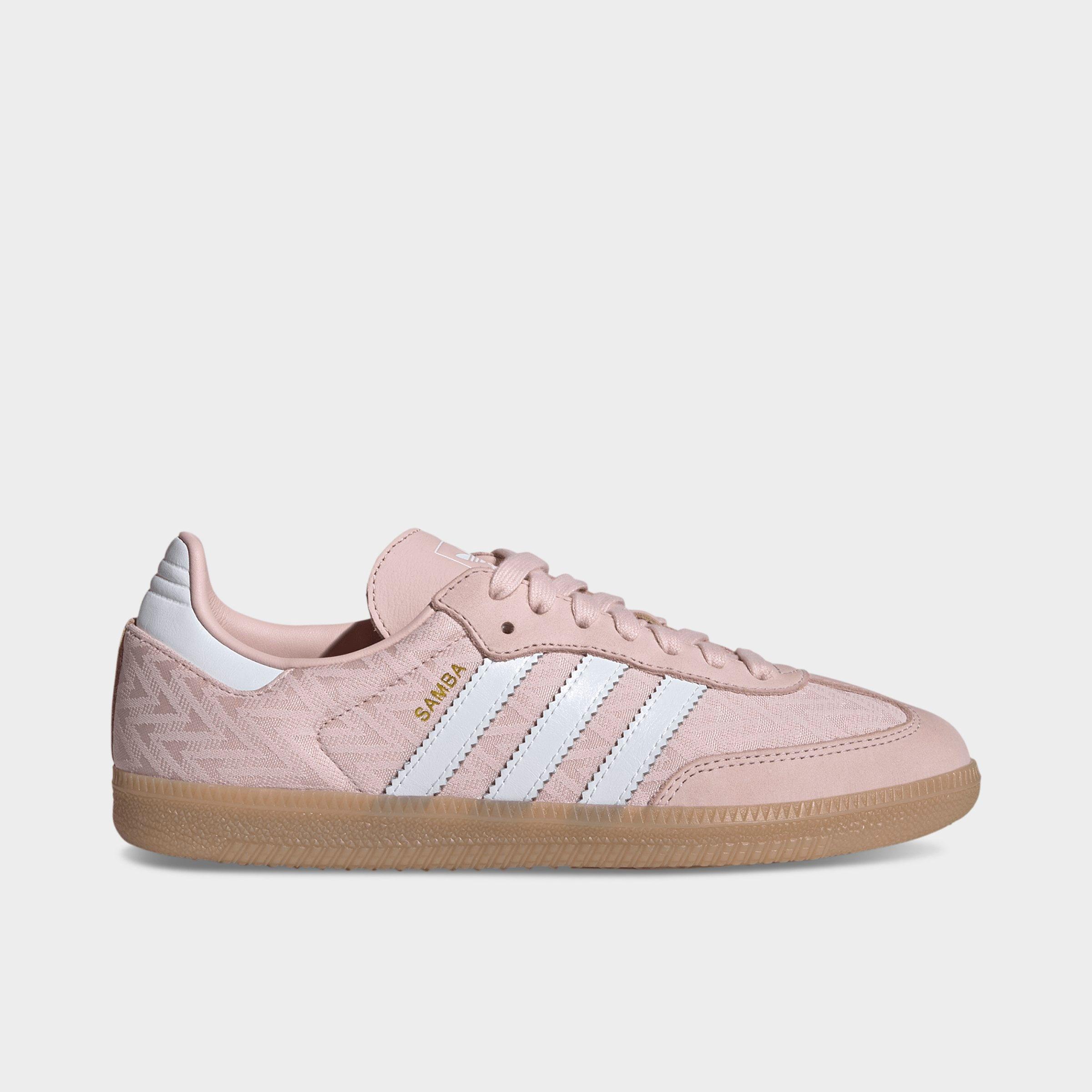 adidas Women's Originals Samba OG Casual Shoes in Sandy Pink/Cloud White/Gold Metallic Size: 7.5