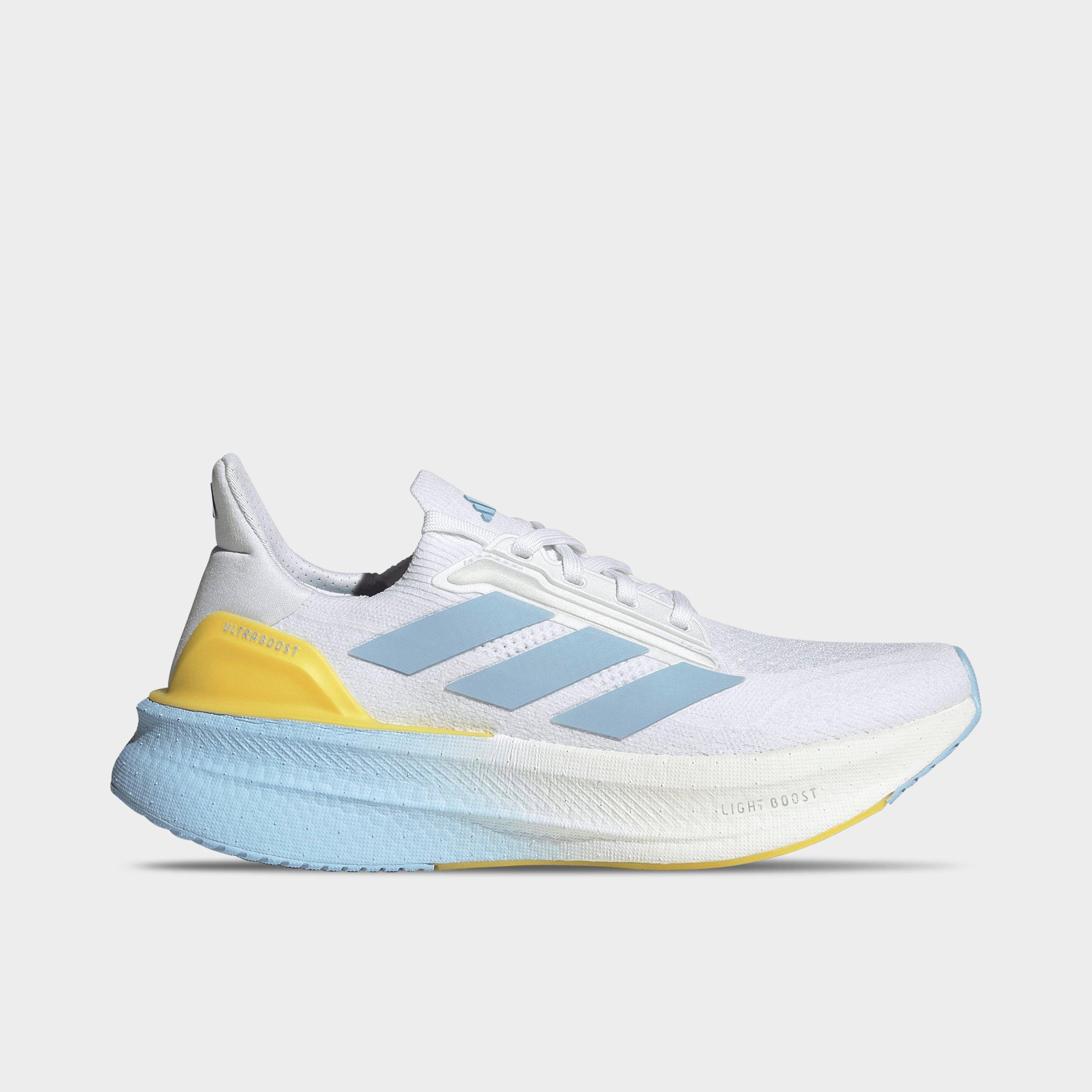adidas Women's Ultraboost 5X Running Shoes in Cloud White/Glow Blue/Yellow Size: 9.5