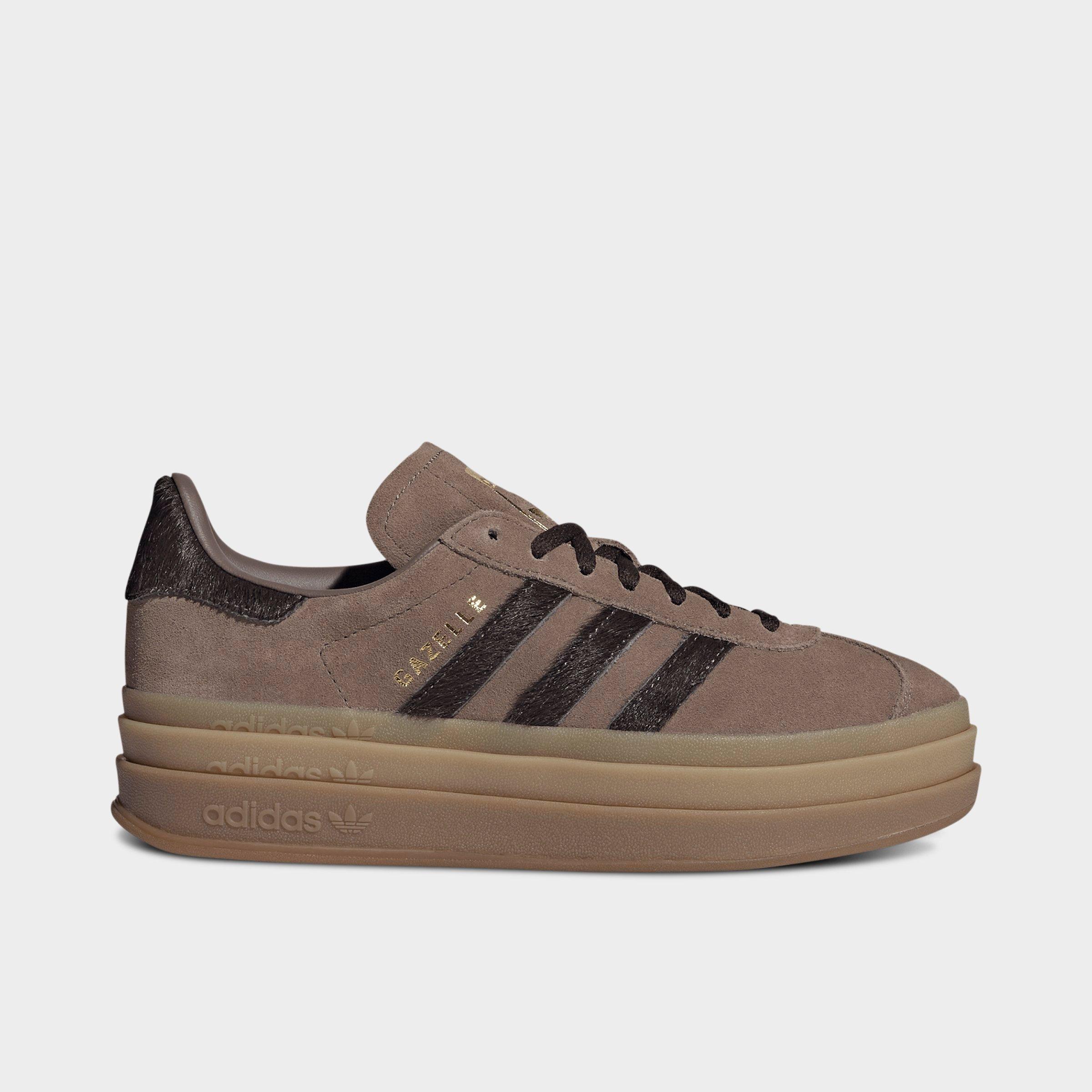 adidas Women's Originals Gazelle Bold Casual Shoes in Earth Strata/Aurora Coffee/Gold Metallic Size: 5.0
