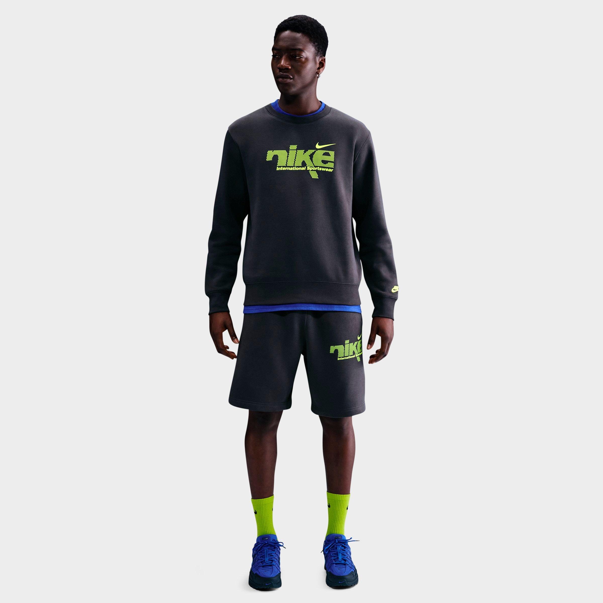 Nike Men's Sportswear Club International Fleece Shorts in Anthracite/Volt Size: XS