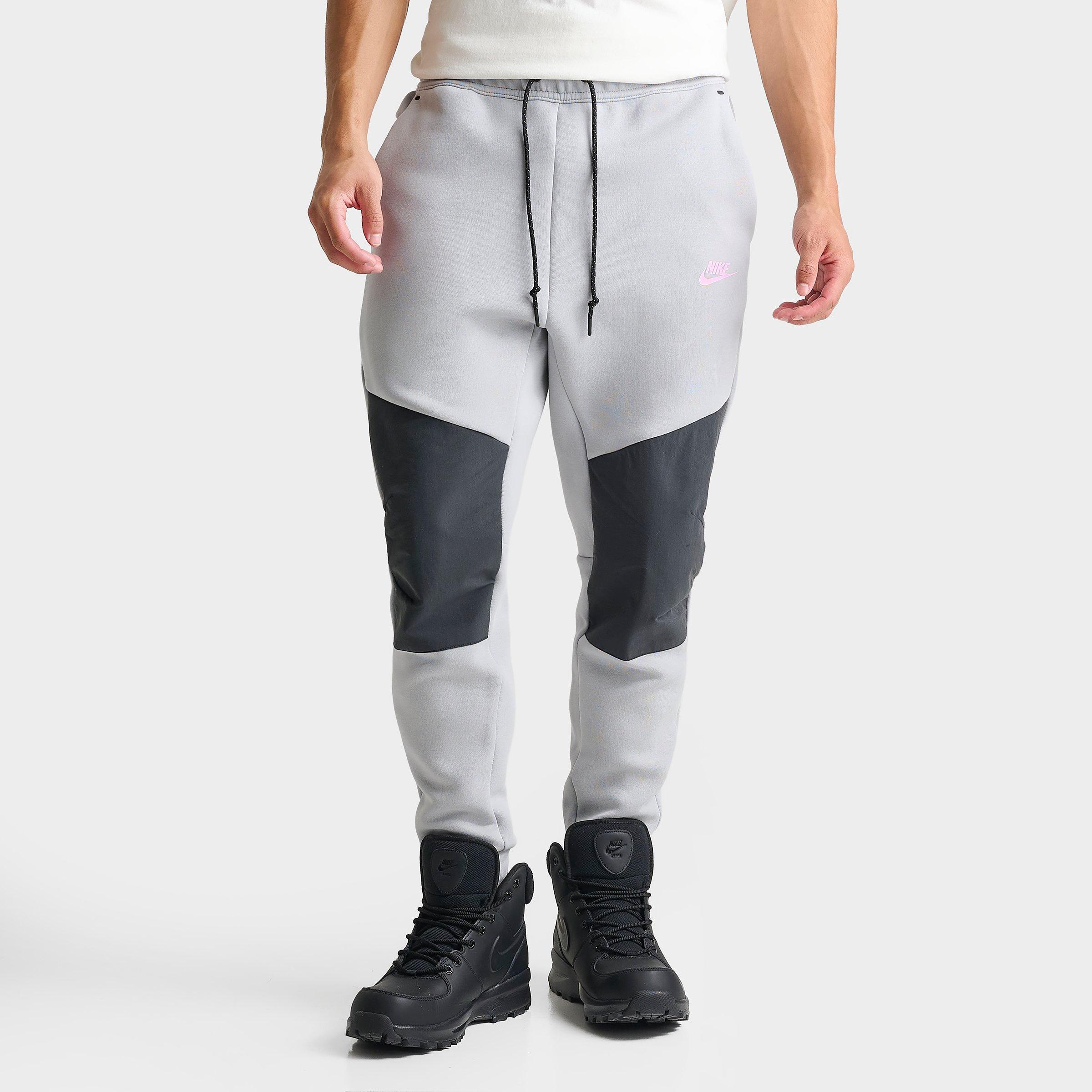 Nike Men's Sportswear Tech Fleece Jogger Pants in Light Smoke Grey/Anthracite/Pink Foam Size: Small