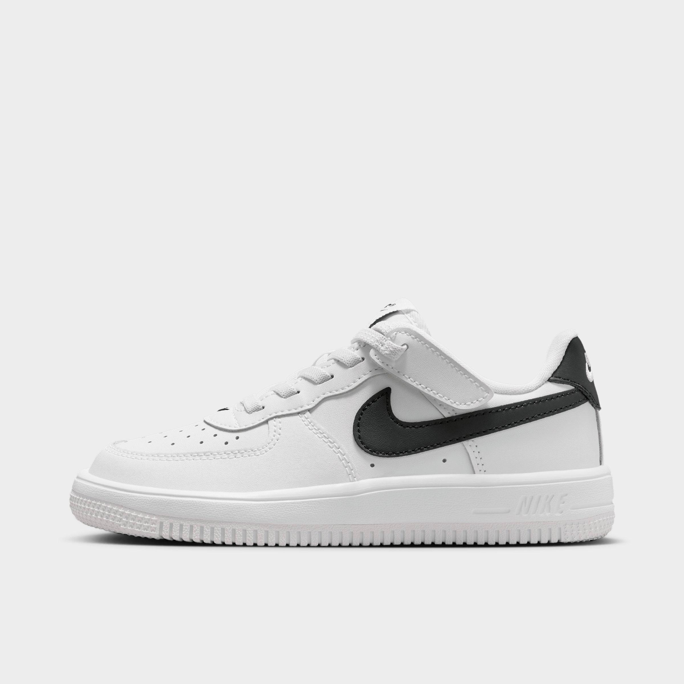 Nike Little Kids Force 1 Low EasyOn Stretch Lace Casual Shoes in White/Black Size: 12.0