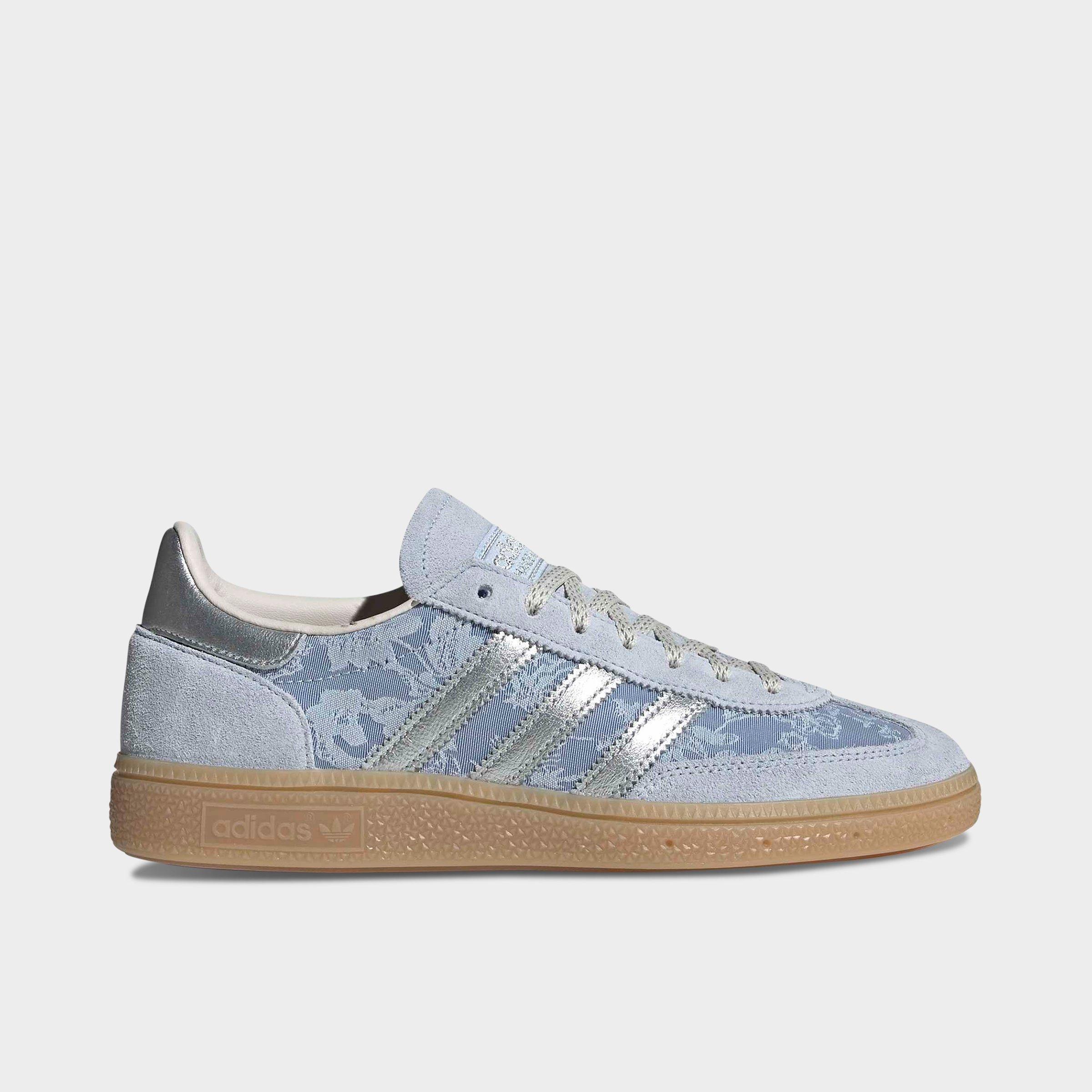 adidas Women's Originals Liberty London Handball Spezial Casual Shoes in Crystal Sky/Silver Metallic/Chalk White Size: 6.5
