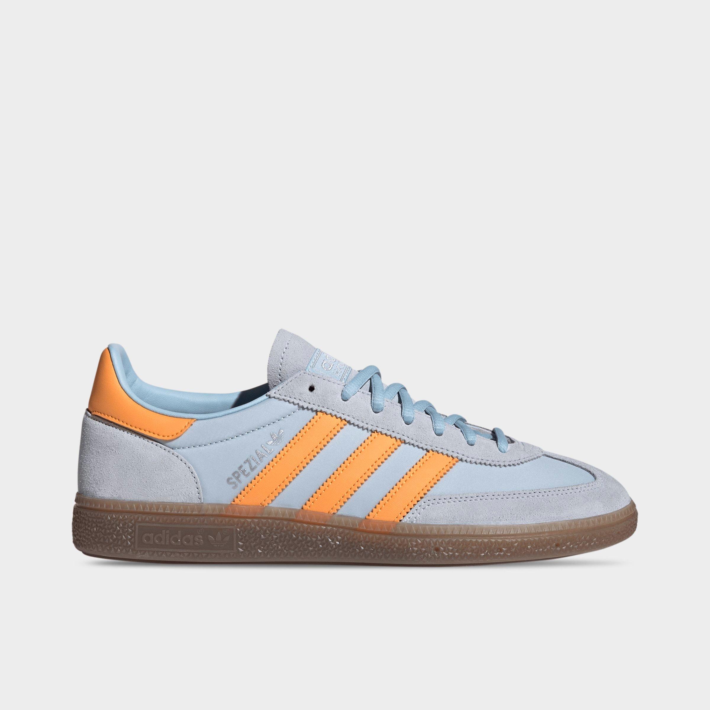adidas Men's Originals Handball Spezial Casual Shoes in Crystal Sky/Pure Tangerine/Gum Size: 7.5