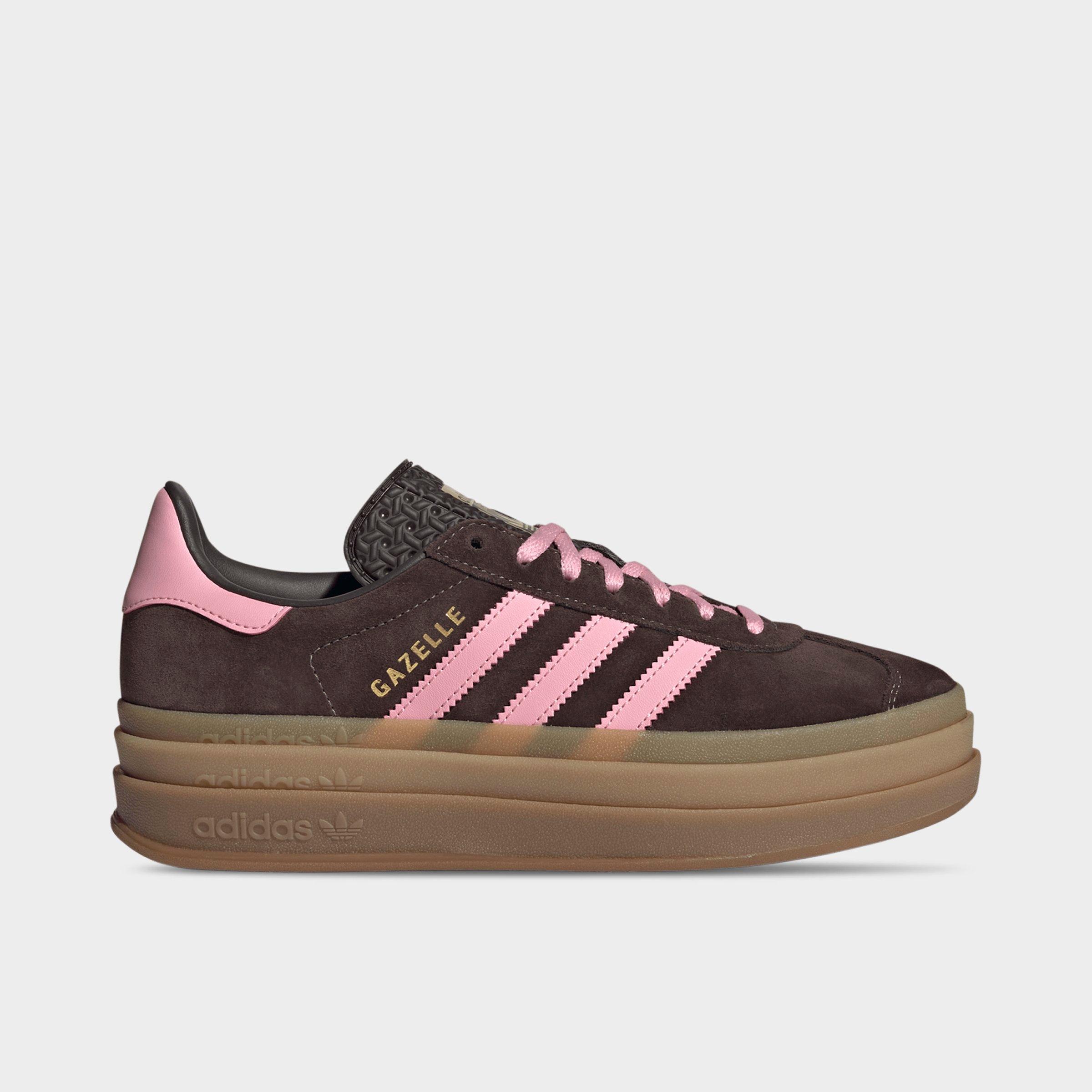 adidas Women's Originals Gazelle Bold Casual Shoes in Aurora Coffee/Light Pink/Gold Metallic Size: 5.0
