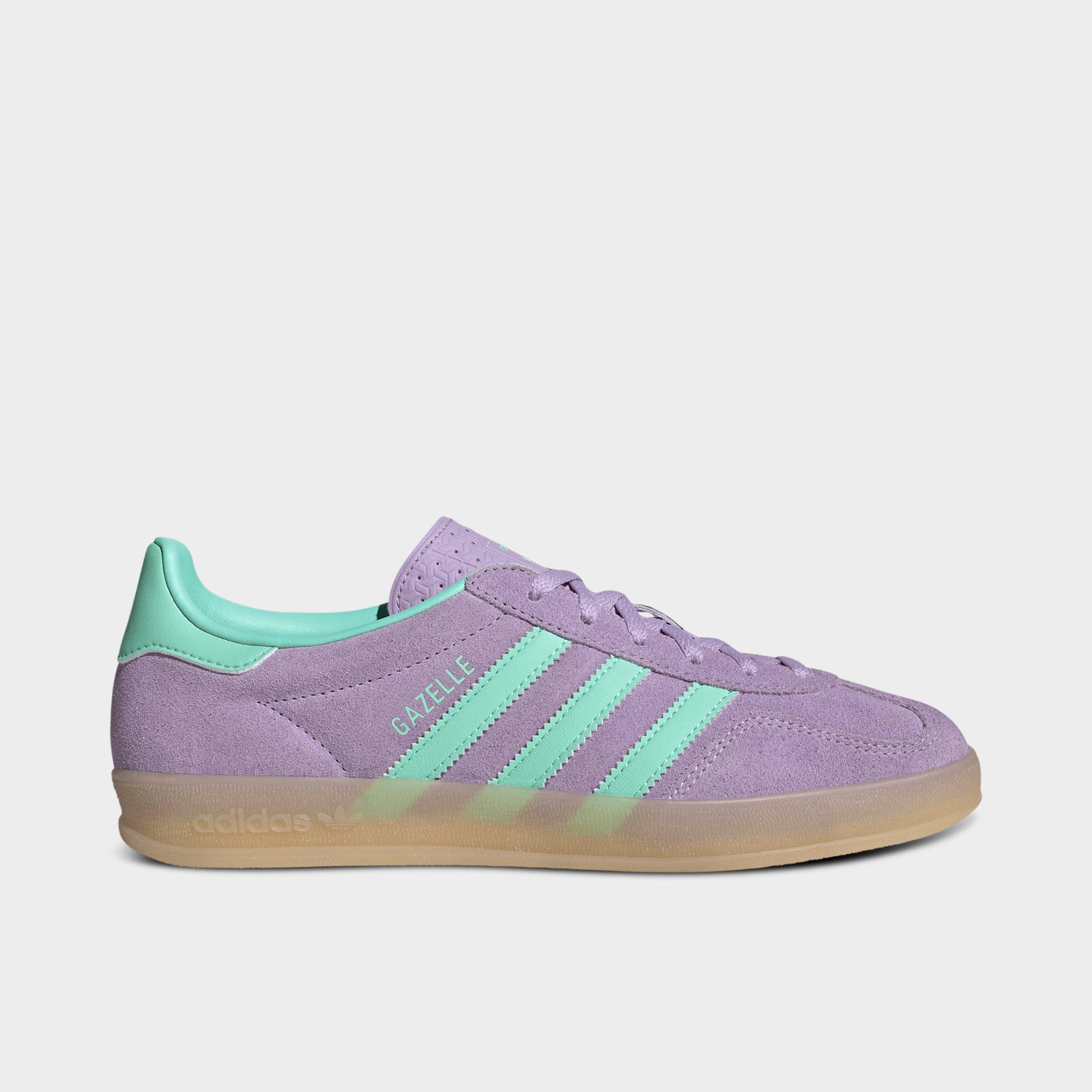 adidas Women's Originals Gazelle Indoor Casual Shoes in Powder Plum/Easy Green/Gum Size: 5.0