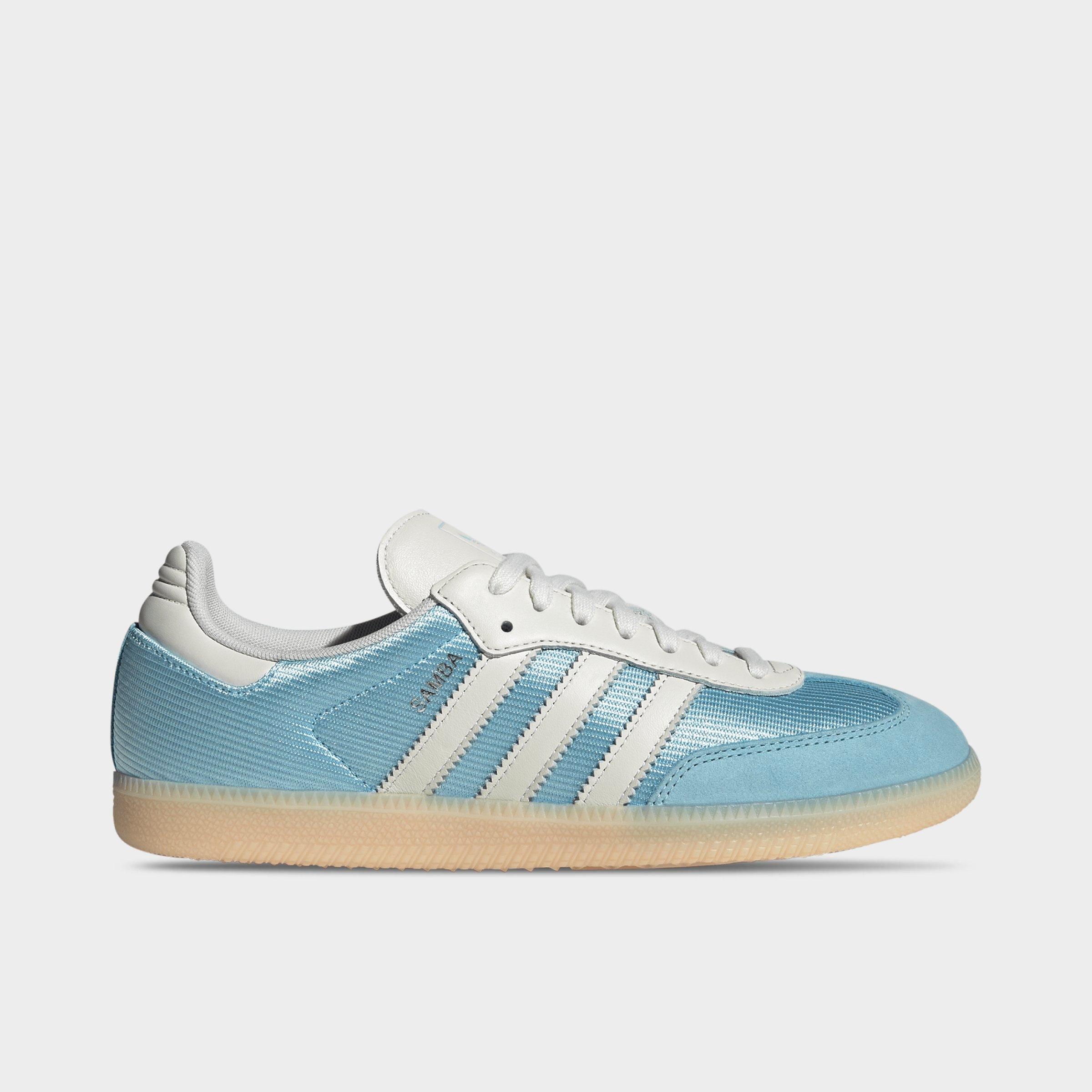 adidas Men's Originals Samba OG Nylon Casual Shoes in Icey Blue/Chalk White/Sand Strata Size: 7.5