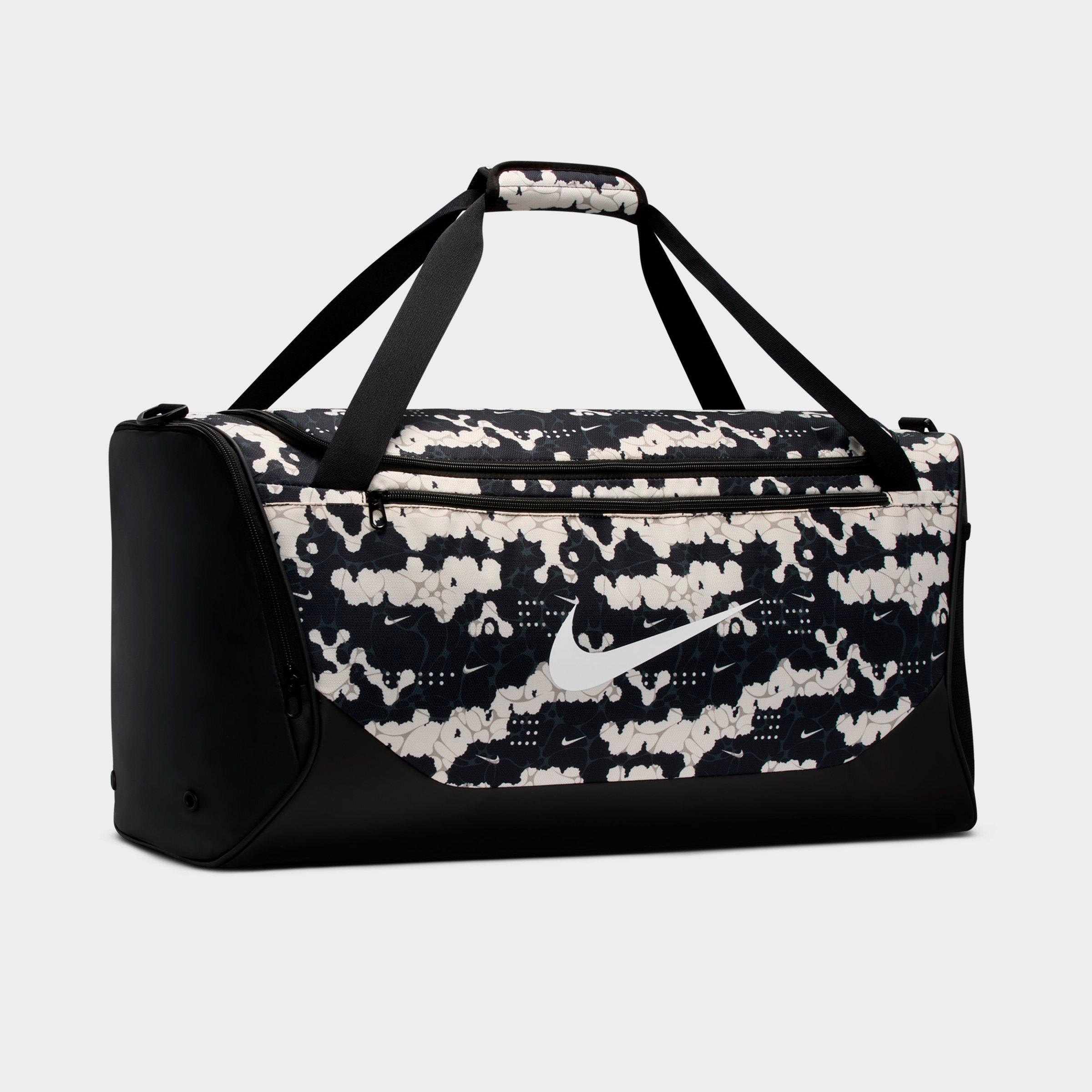 Nike Brasilia Allover Print Training Duffel Bag (Medium, 60L) in Chalk/Black/White