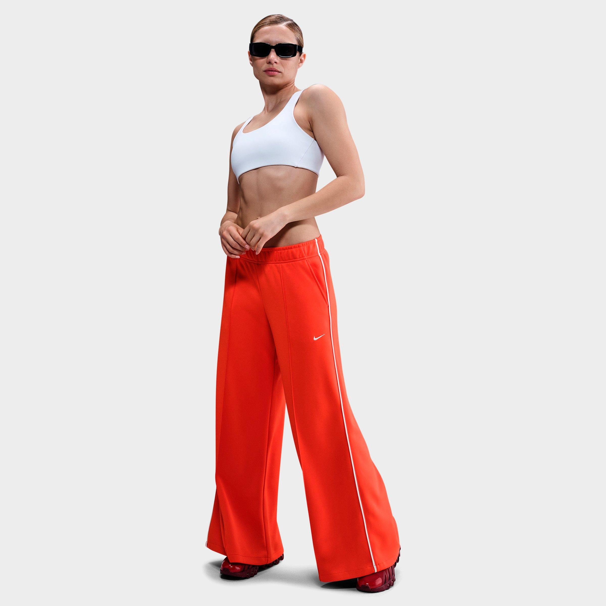 Nike Women's Sportswear Mid-Rise Wide-Leg Jogger Pants in Picante Red/Sail/Sail Size: XS