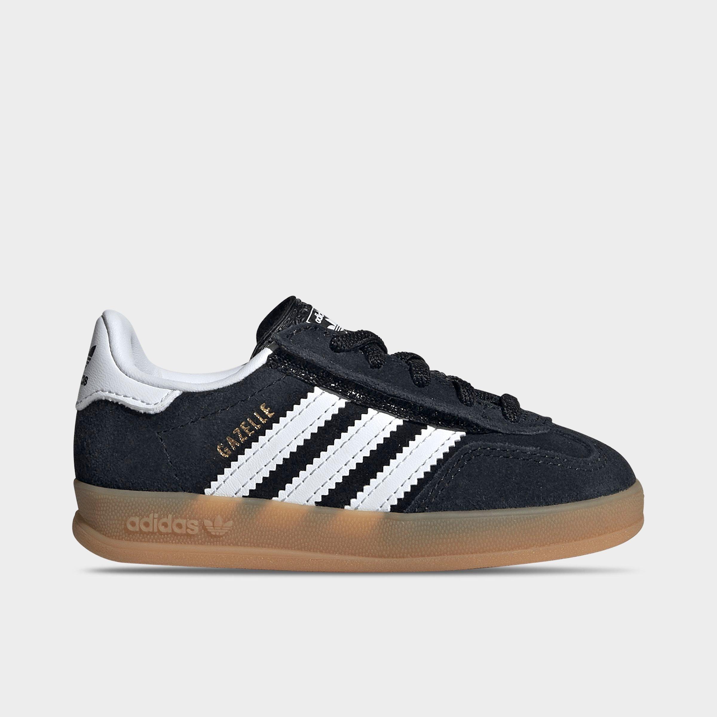 adidas Kids Toddler Originals Gazelle Comfort Closure Casual Shoes in Black/White/Gum Size: 5.0