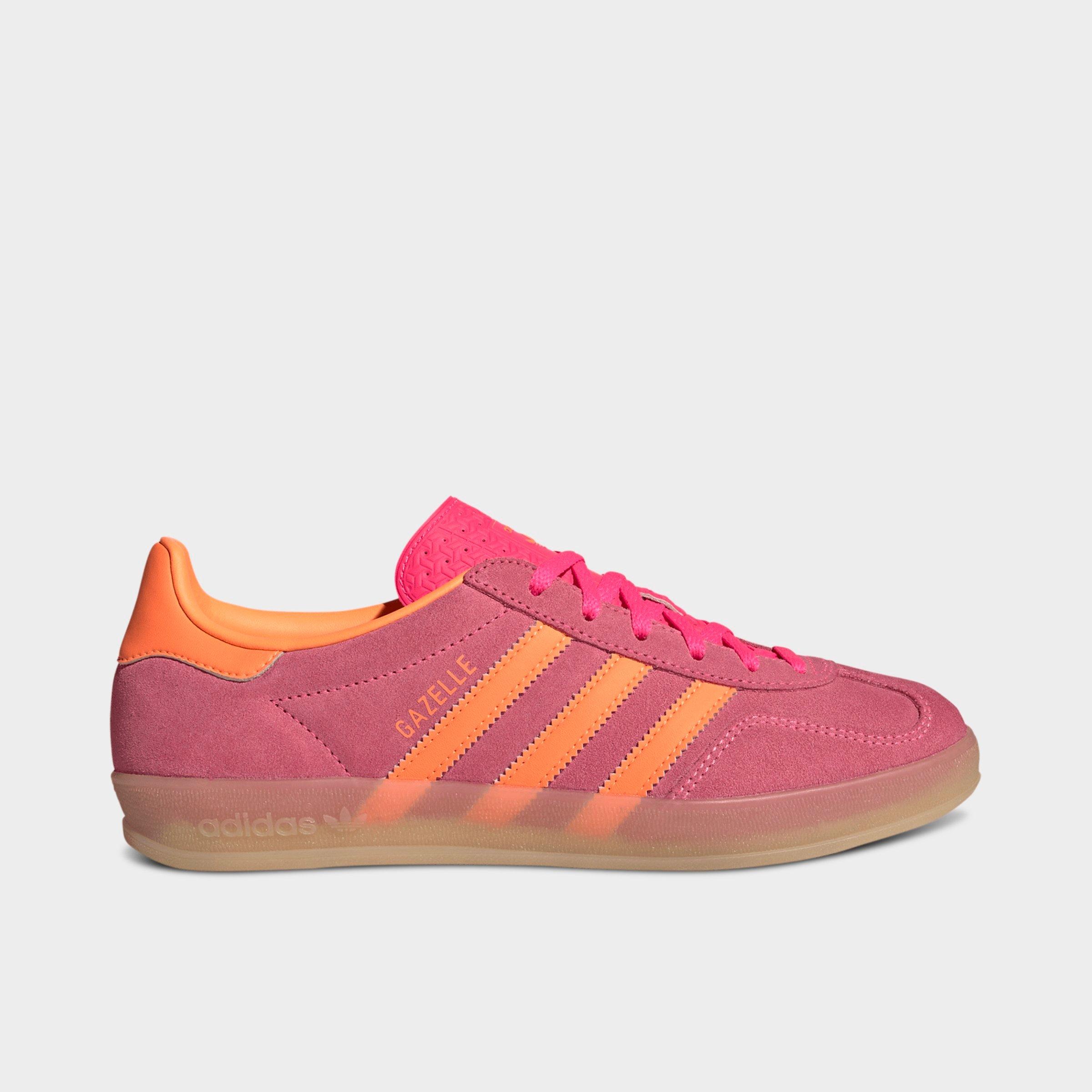 adidas Women's Originals Gazelle Indoor Casual Shoes in Lucid Pink/Lucid Orange/Gum Size: 5.0