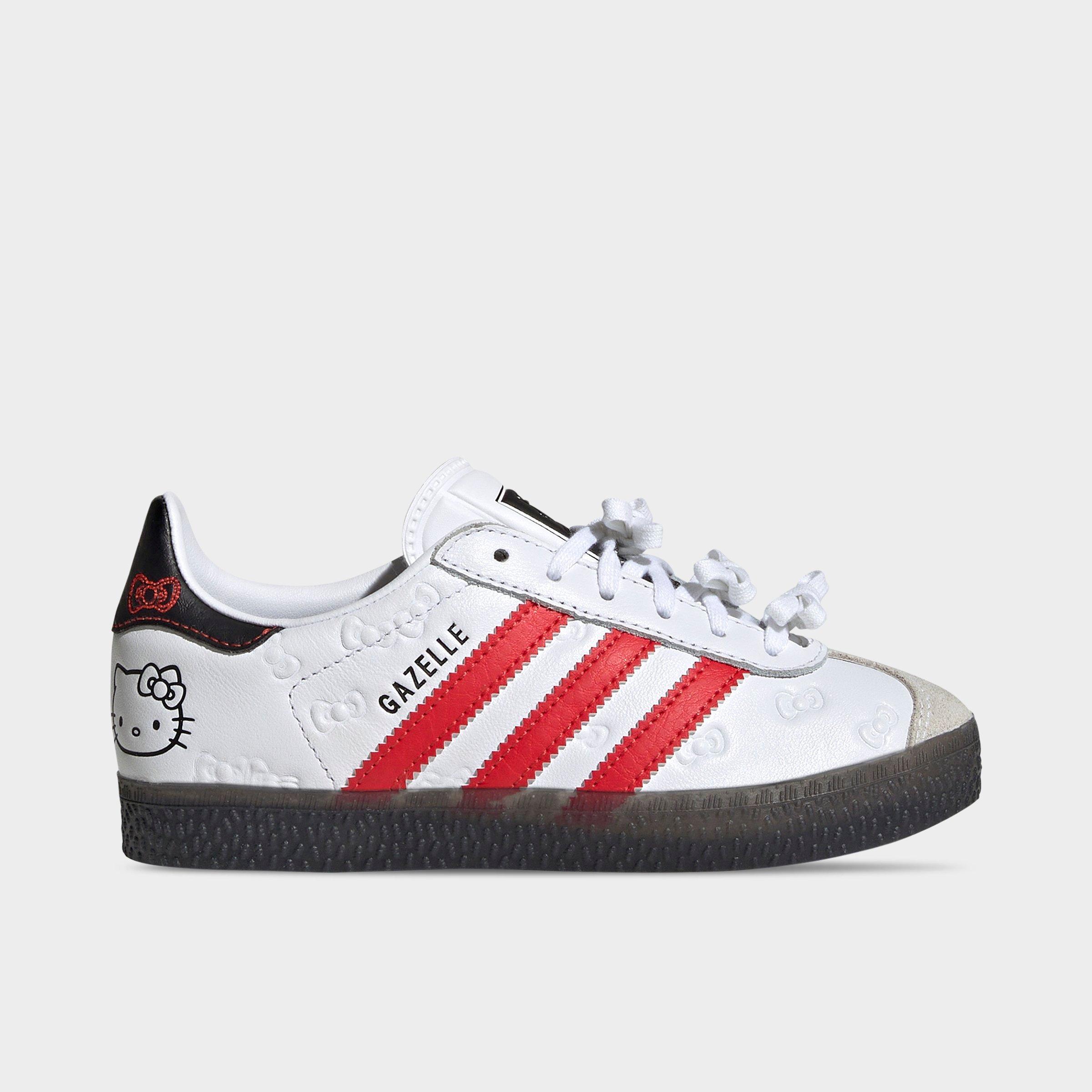 Adidas Little Kids' Originals x Hello Kitty Gazelle Casual Shoes in Red/White/White Size 11.0 Leather