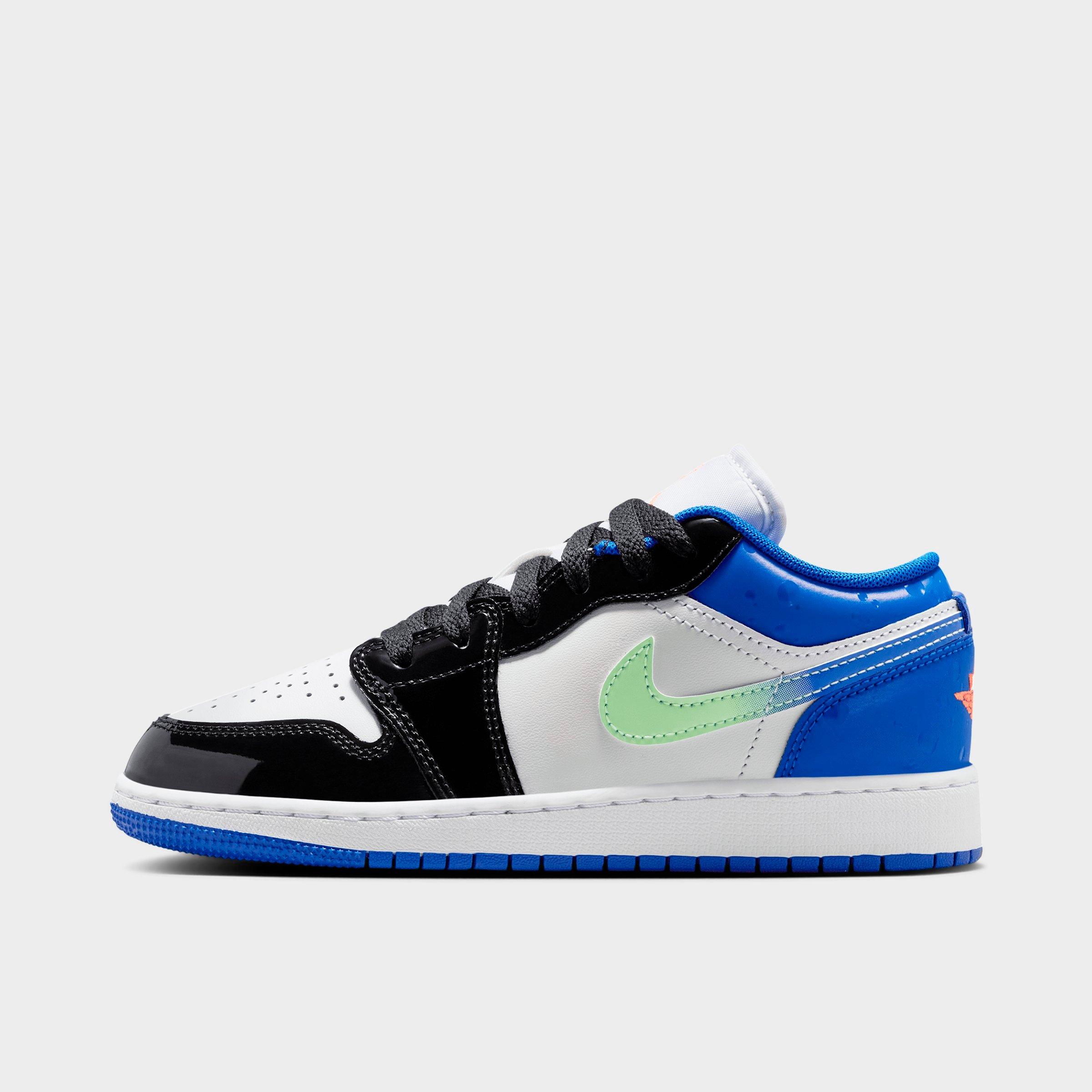 Jordan Big Kids Air Retro 1 Low SE Casual Shoes in Game Royal/Black Size: 3.5