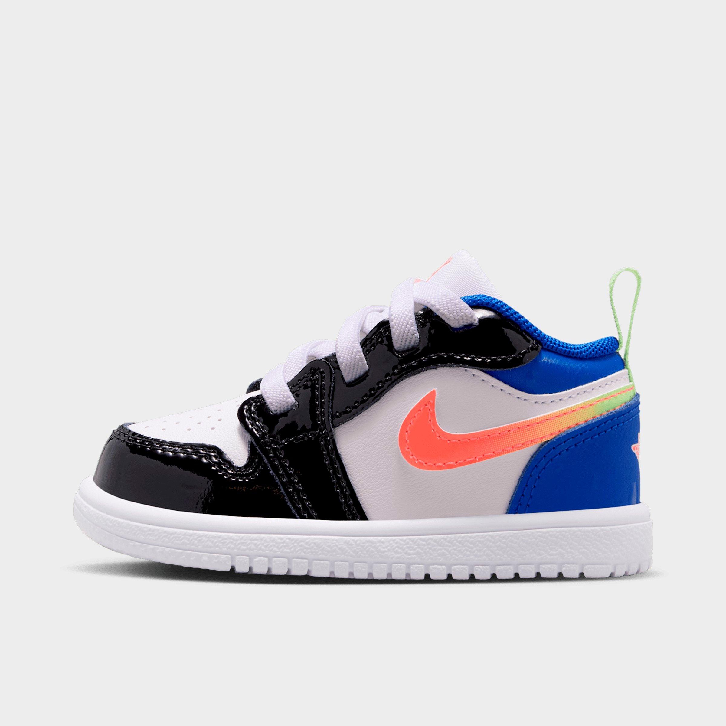 Jordan Kids Toddler 1 Low Alt SE Casual Shoes in White/Black/Game Royal Size: 9.0