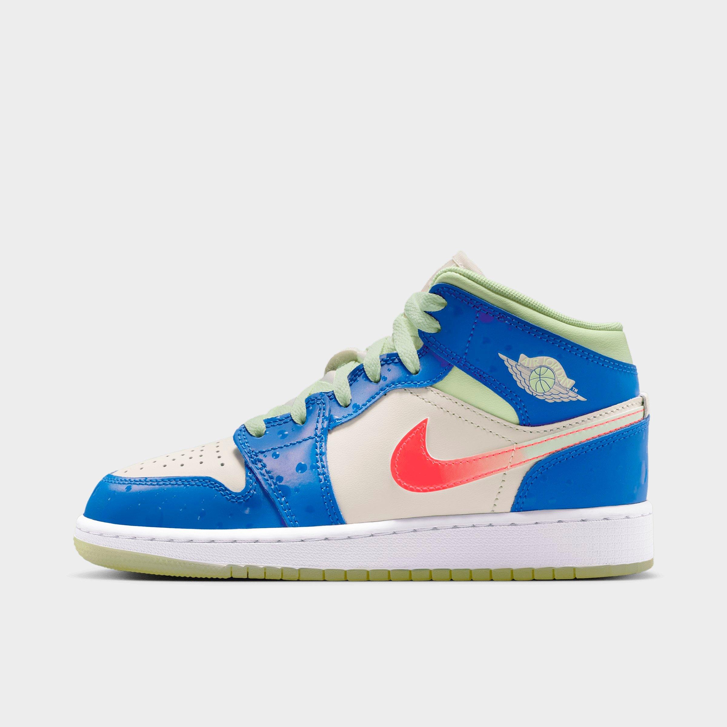 Jordan Big Kids Air Retro 1 Mid SE Casual Shoes in Game Royal/Barely Volt/Infrared 23 Size: 4.0