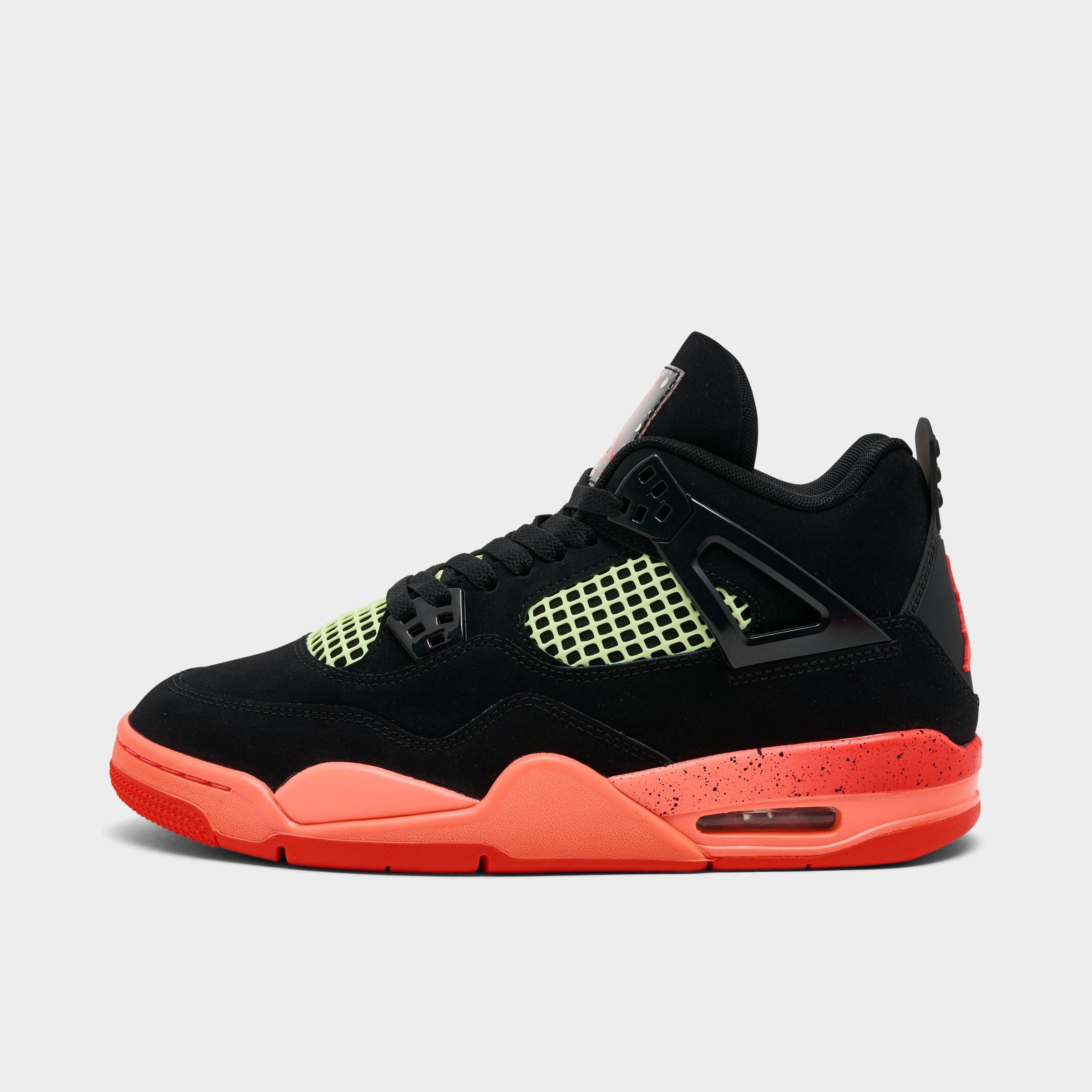 Jordan Big Kids Air Retro 4 Basketball Shoes in Black/Infrared 23/Bright Mango Size: 3.5